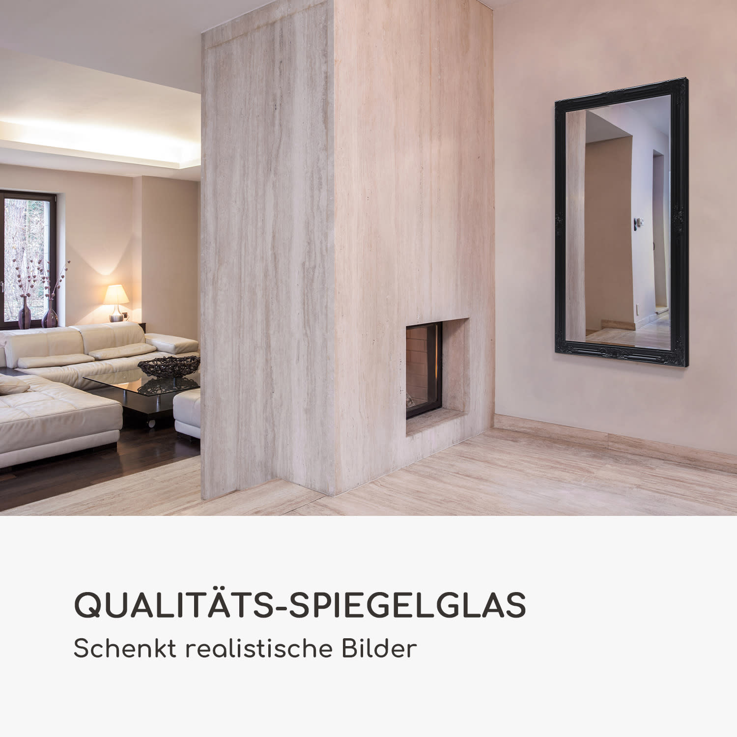 Wembley Wandspiegel Echtholz rechteckig 140 x 75 cm Weiß