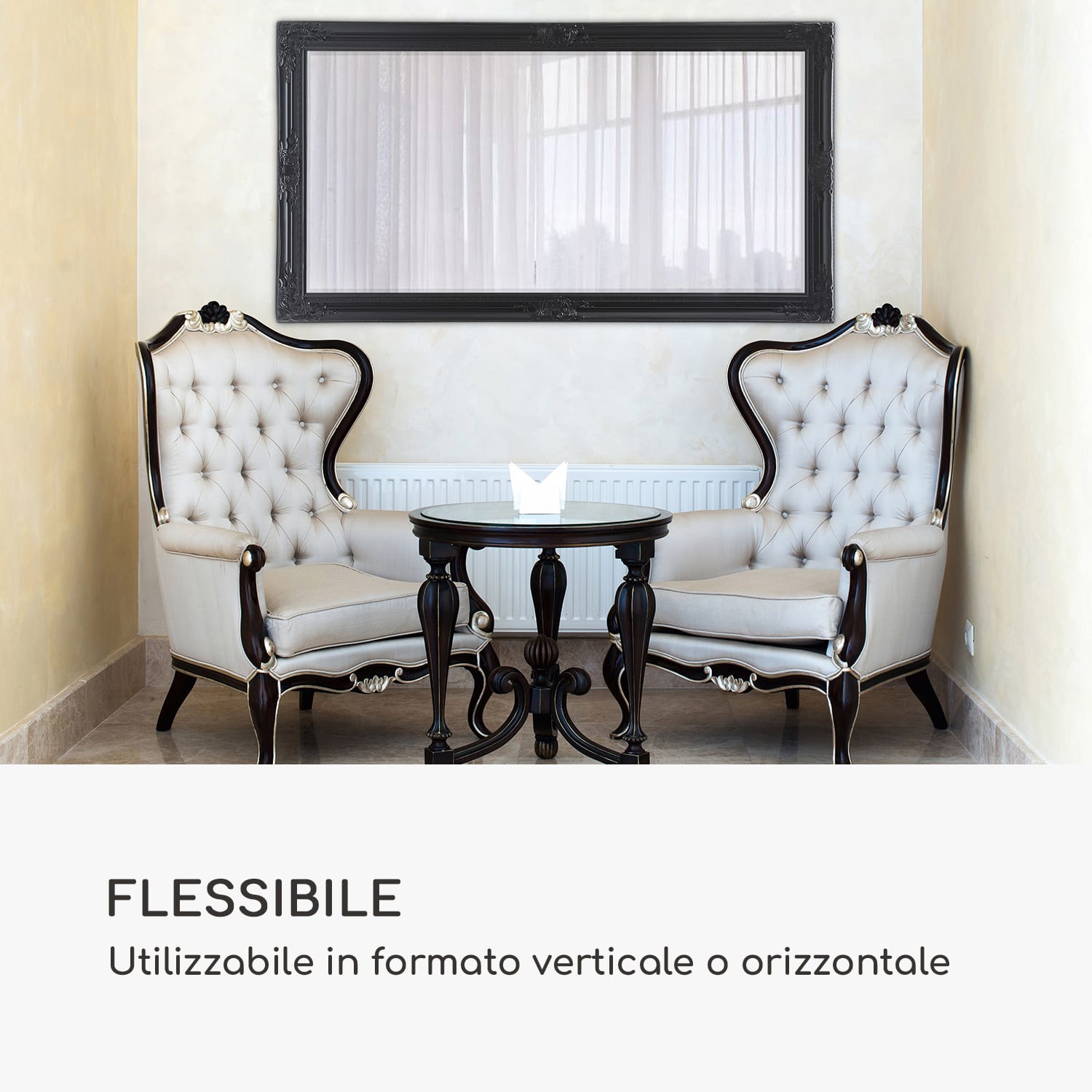 Wembley specchio da parete, legno, rettangolare, 140 x 75 cm  Bianco