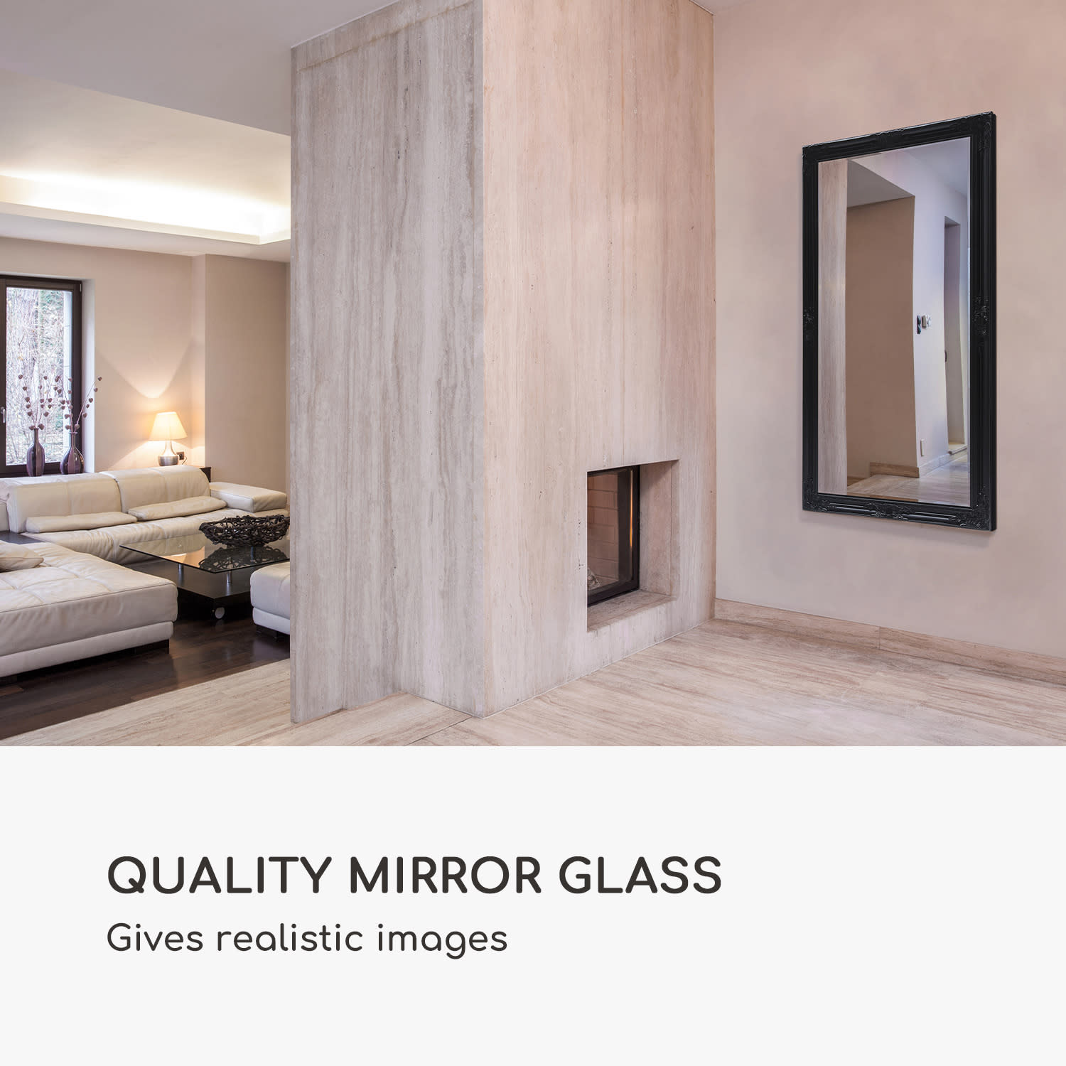 Wembley wandspiegel echt hout rechthoekig 140 x 75 cm  white