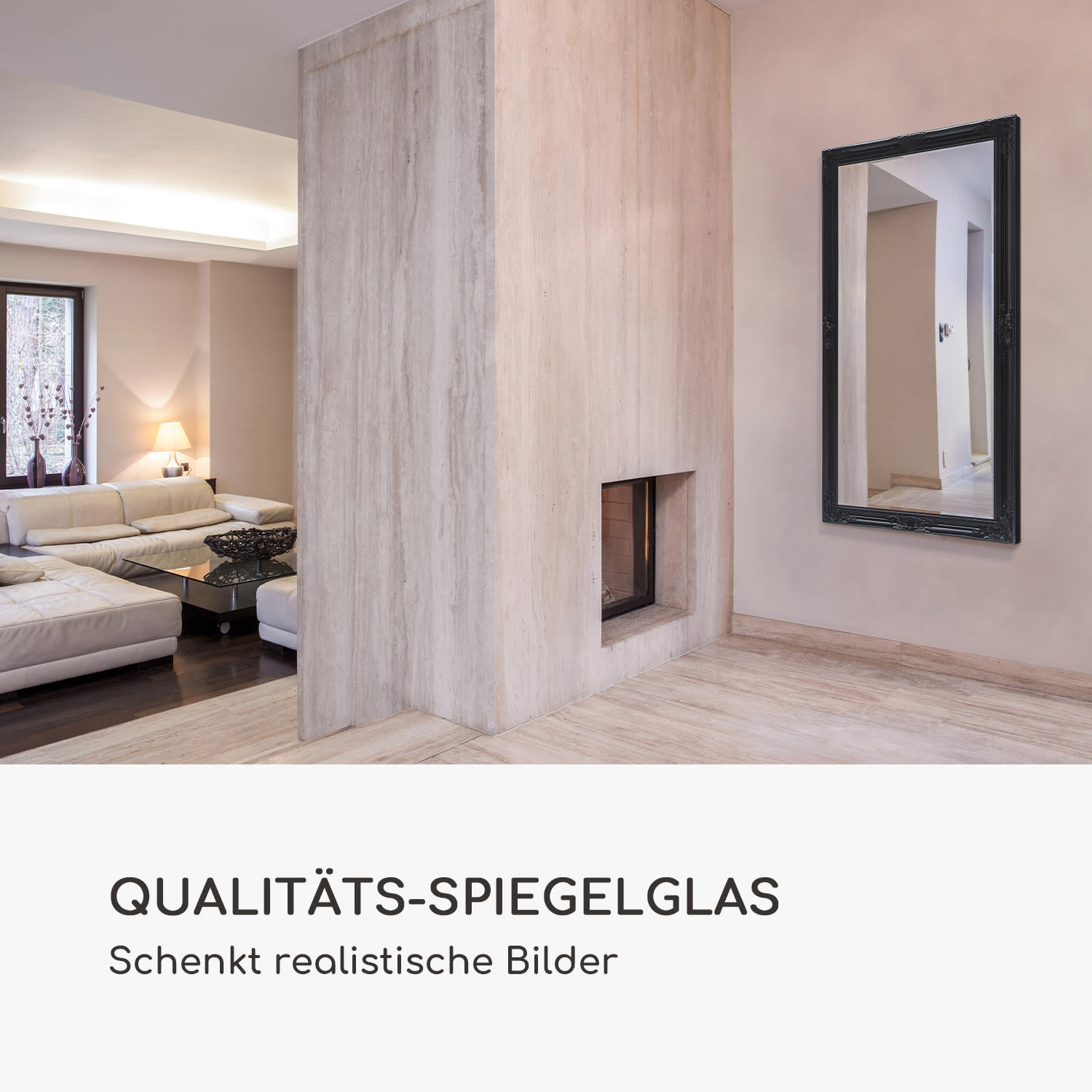 Miroir mural Wembley bois véritable rectangulaire 140 x 75 cm  