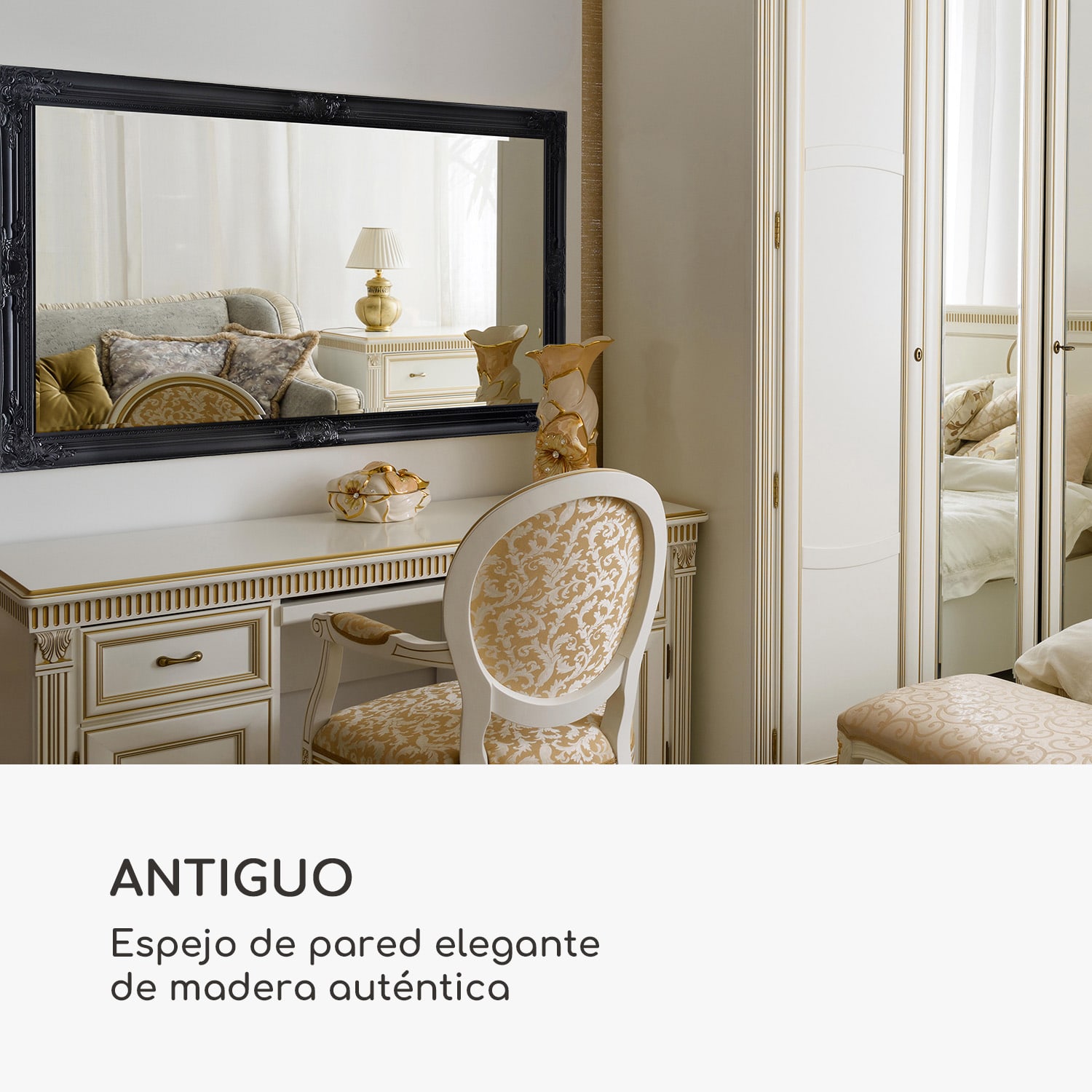 Espejo de pared Wembley Madera auténtica Rectangular 140 x 75 cm   