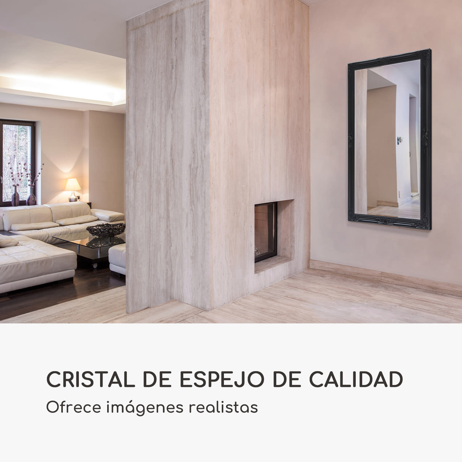 Espejo de pared Wembley Madera auténtica Rectangular 140 x 75 cm   