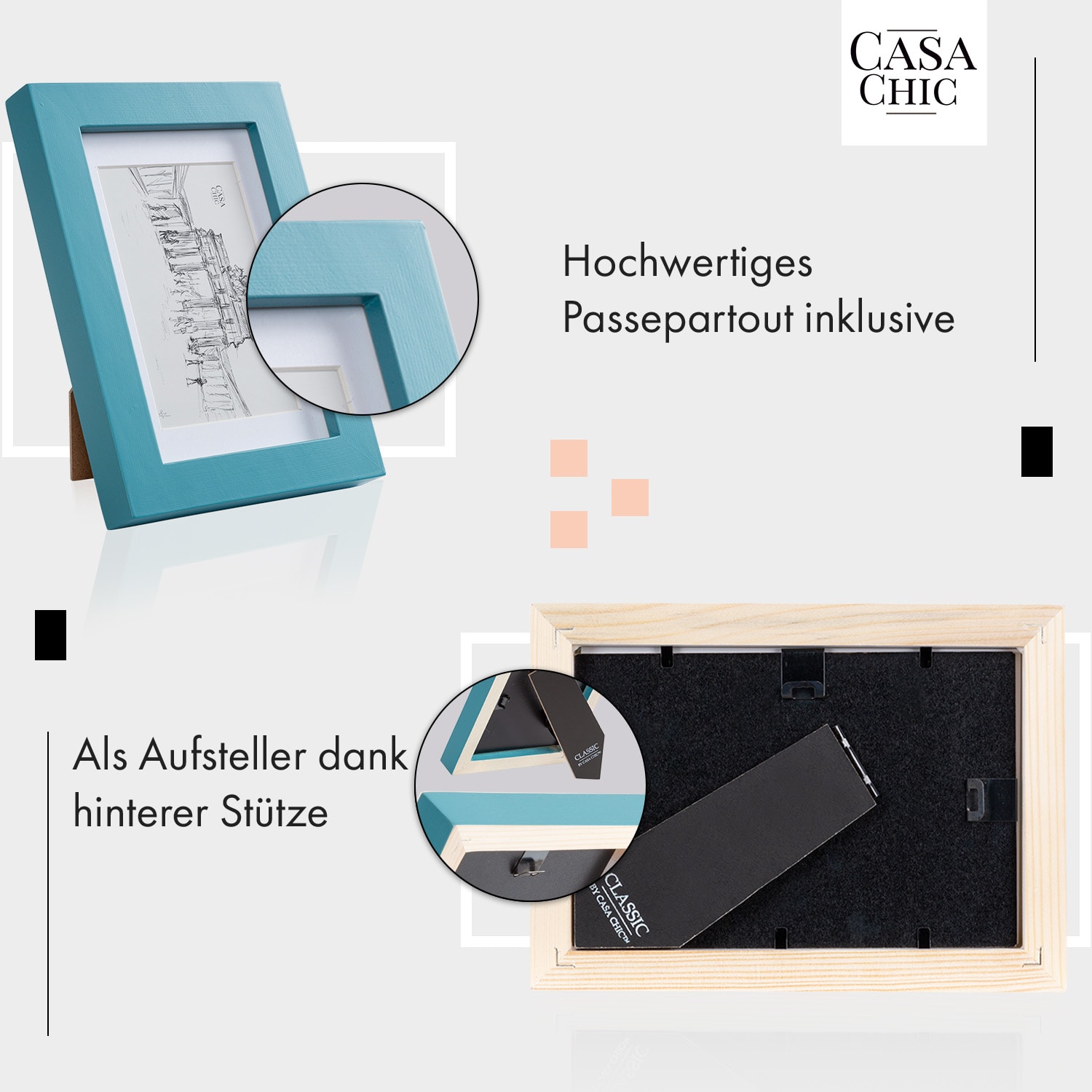 Clapton Bilderrahmen 3er-Set rechteckig 14 x 9 cm Fotos Passepartout Glas