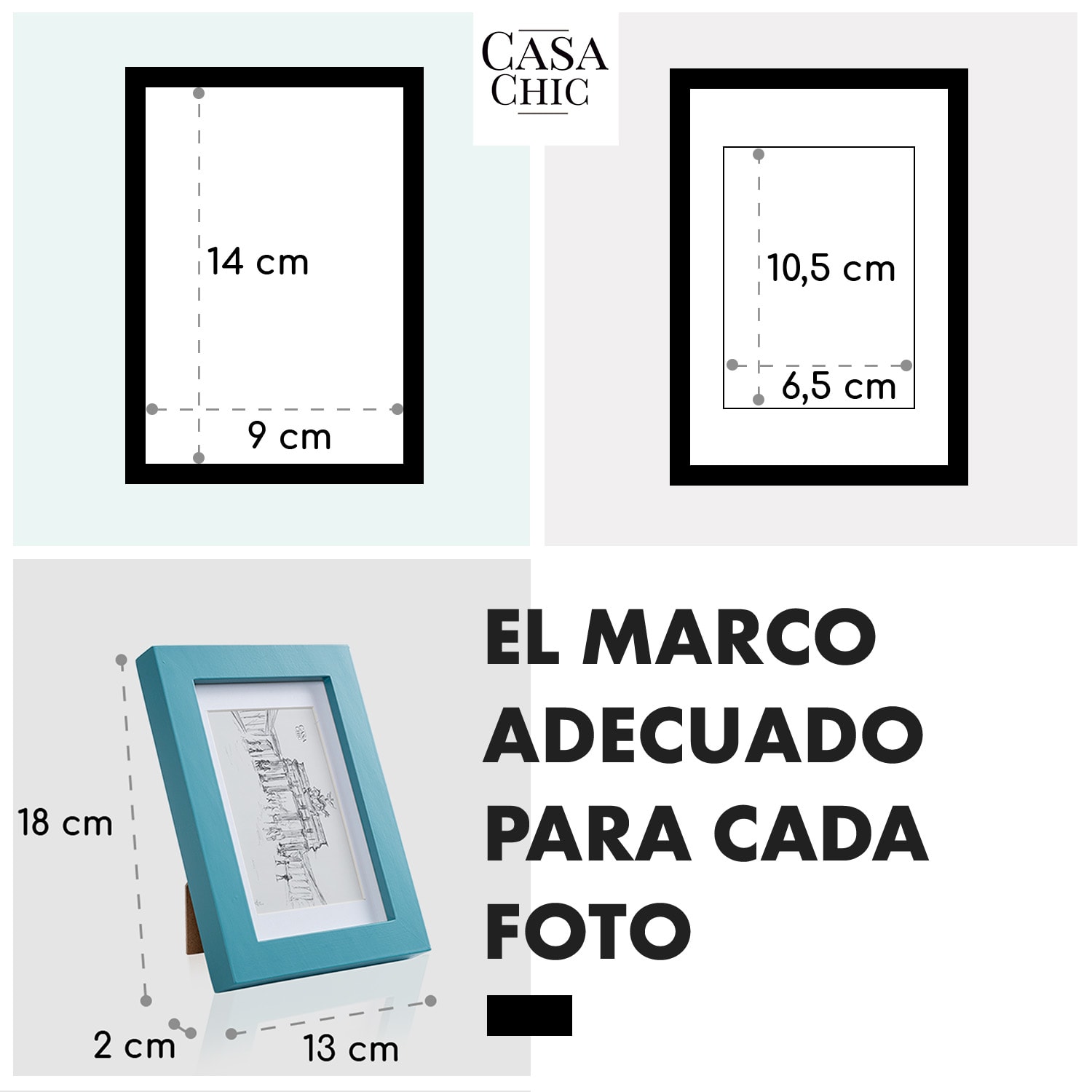 Set de 3 marcos de fotos Clapton rectangular 14 x 9 cm fotos paspartú cristal