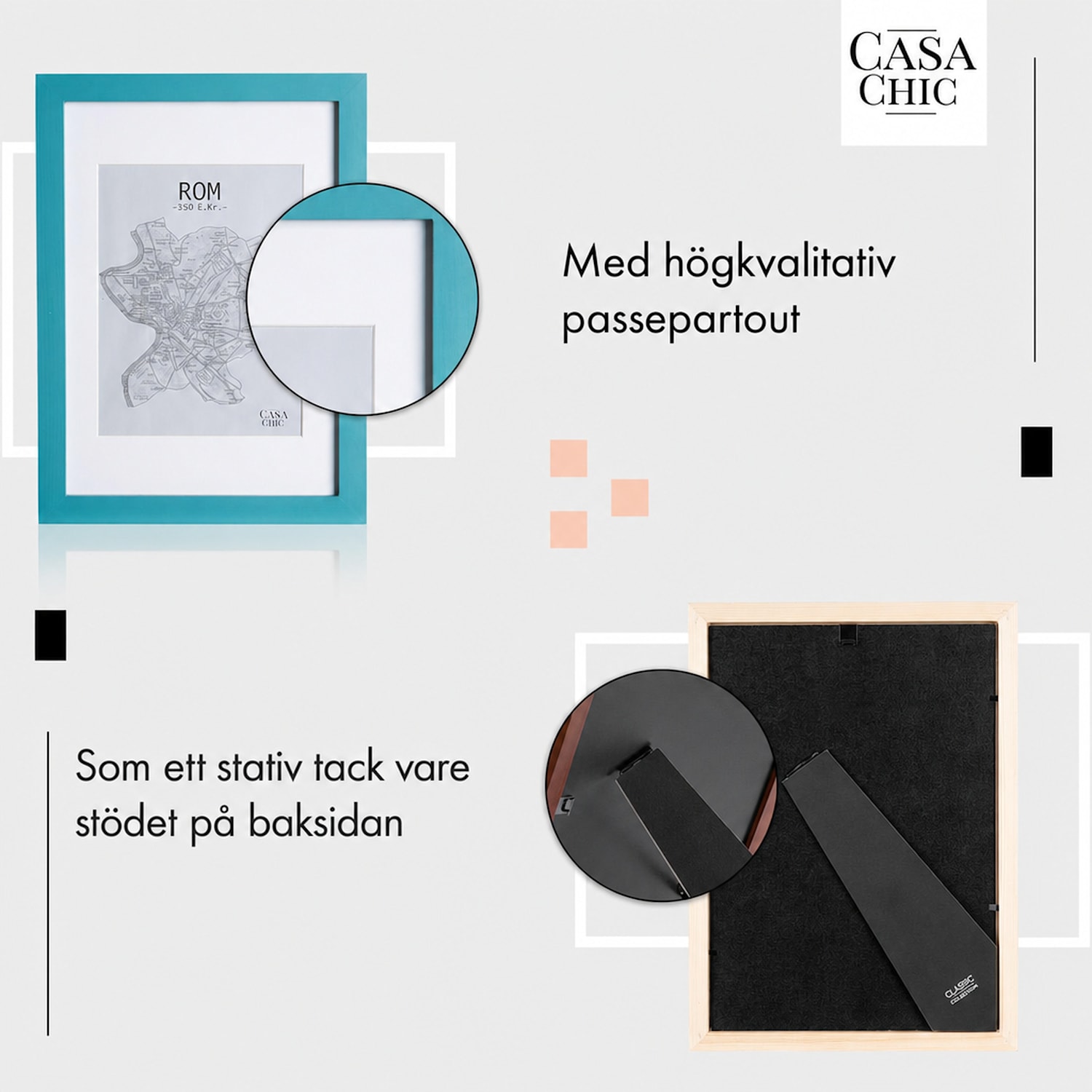 Clapton Fotoram rektangulär A4 28,7 x 20 cm foton passepartout glas 