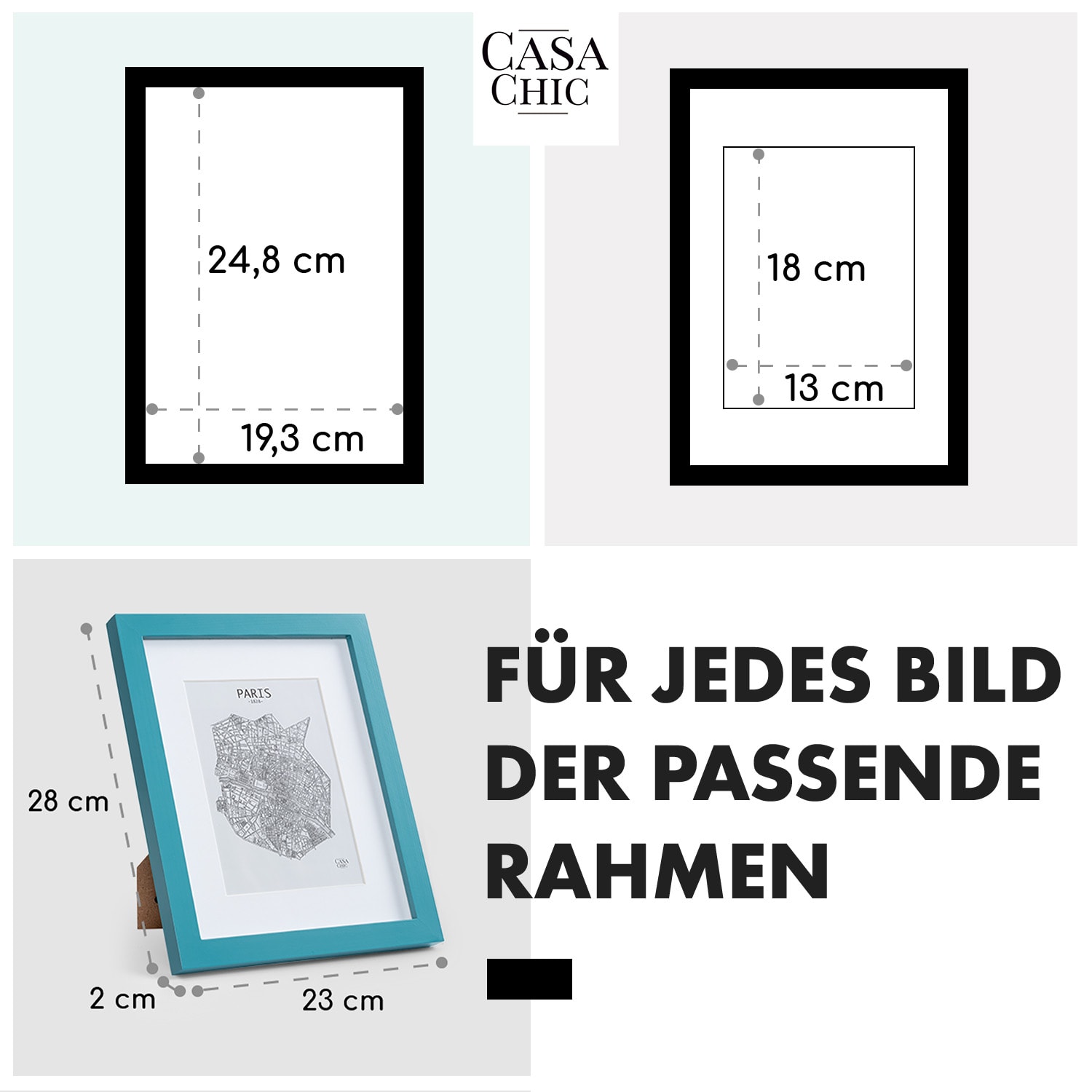 Clapton Bilderrahmen rechteckig 24,8 x 19,3 cm Fotos Passepartout Glas 