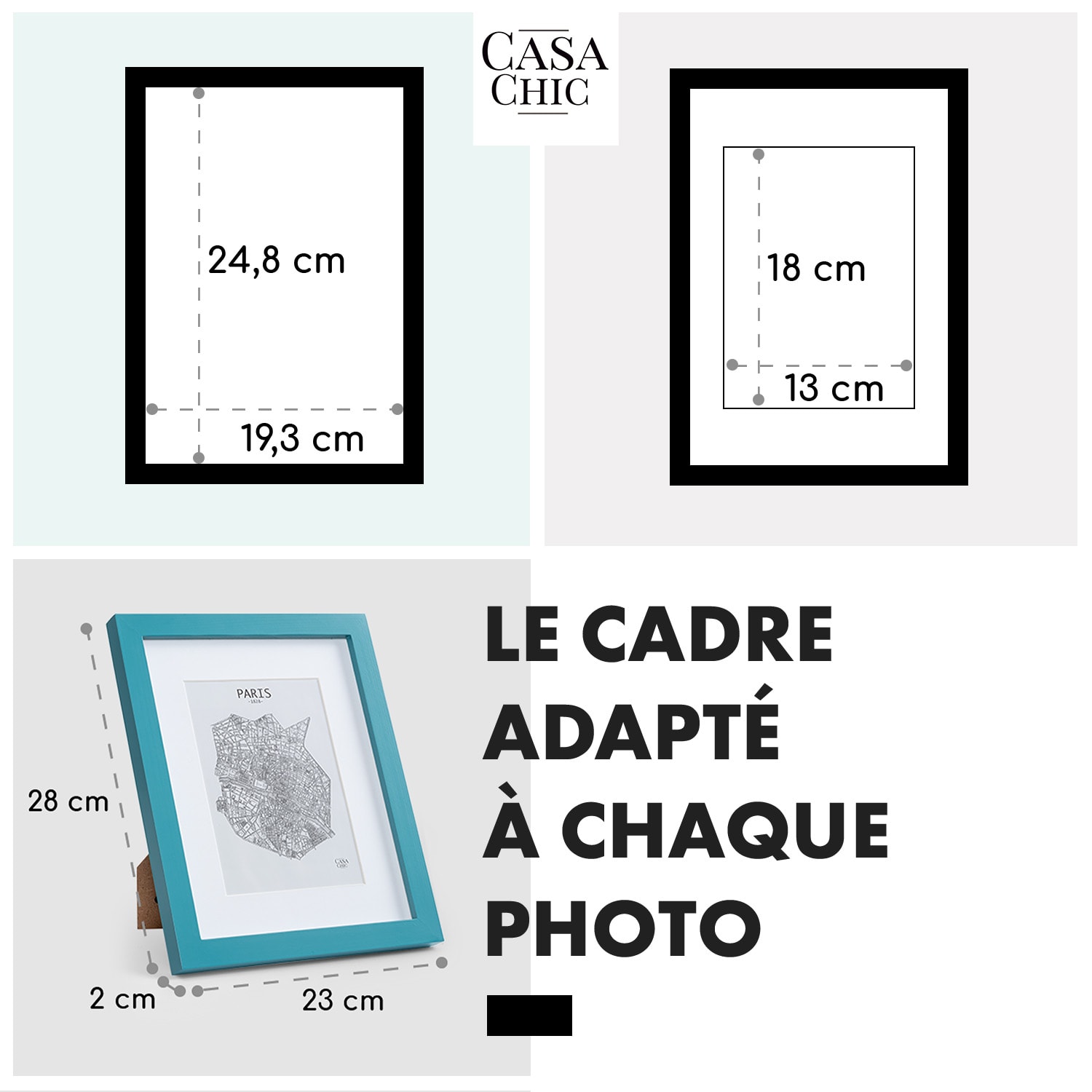 Clapton cadre photo rectangulaire 24,8 x 19,3 cm photos passe-partout verre 