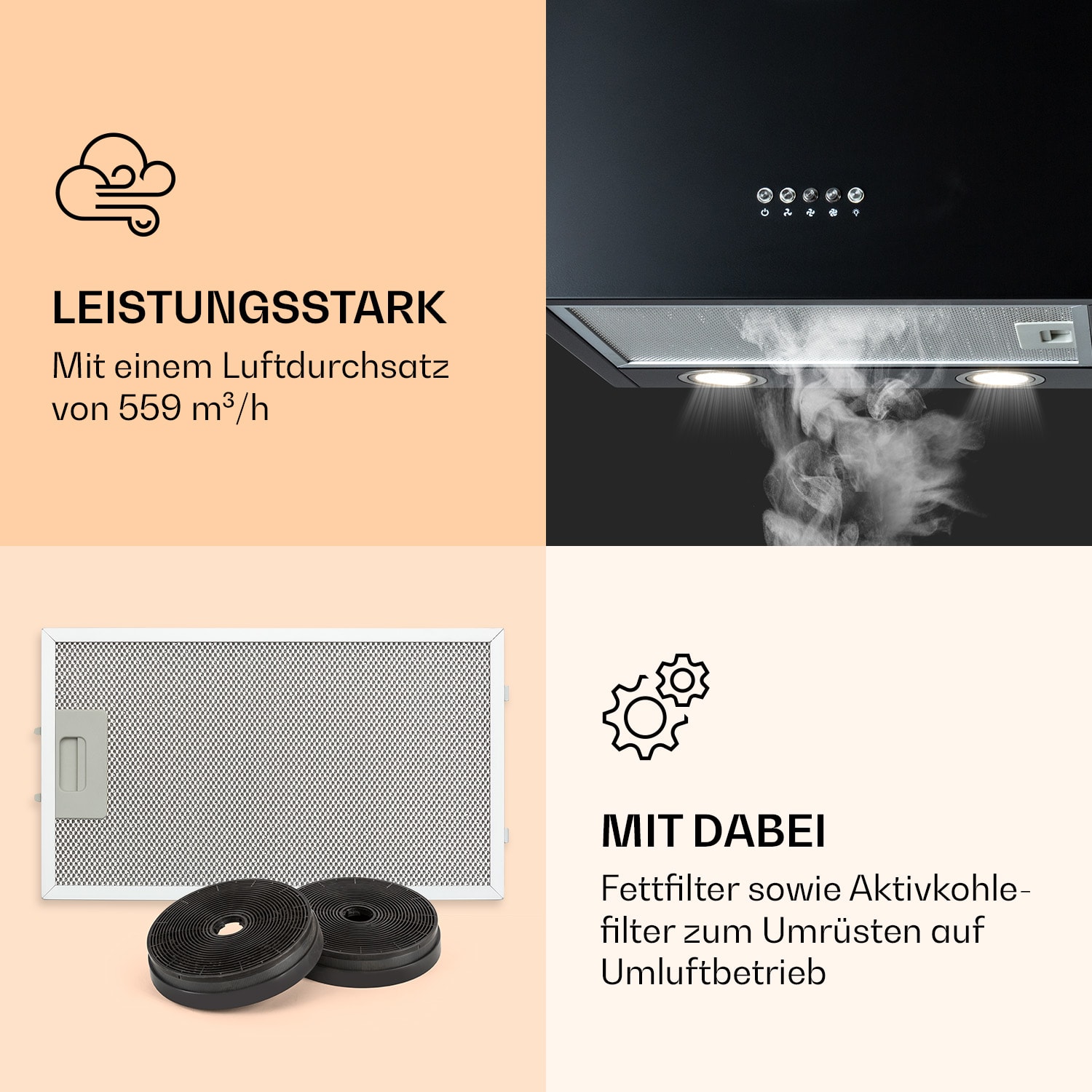 Monumenta Wandabzugshaube Aluminium 559m³/h LED EEK B  