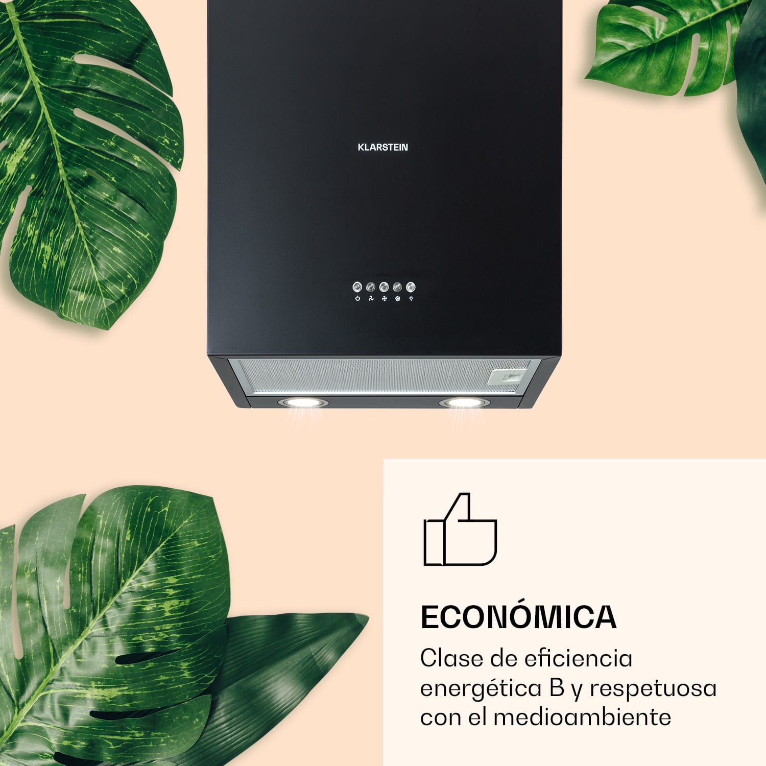Monumenta campana extractora de pared de aluminio 559 m³/h LED CEE B  Negro