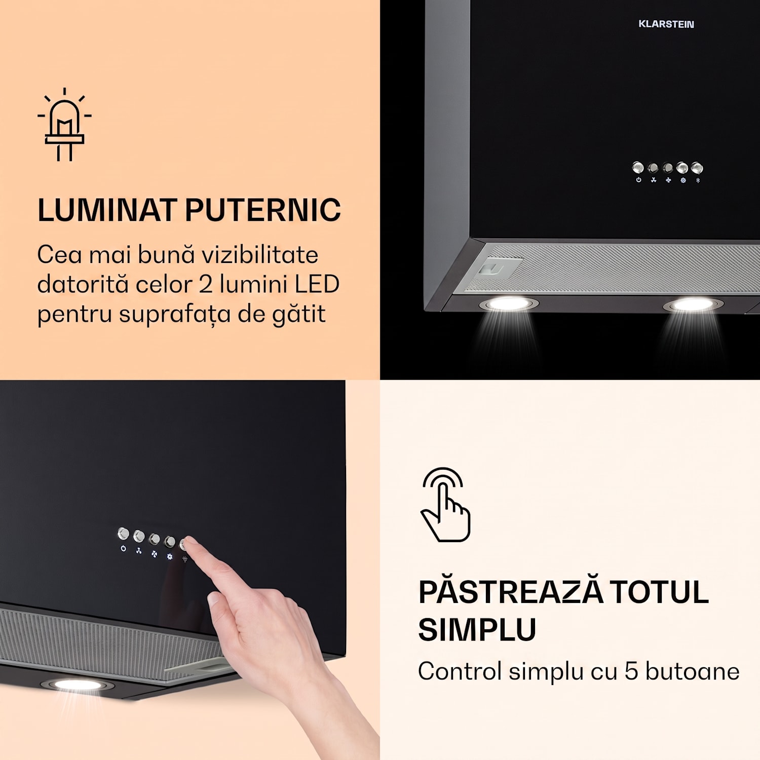 Monumenta, hotă murală, aluminiu, 559m³/h, LED, clasa de eficiență energetică B Negru