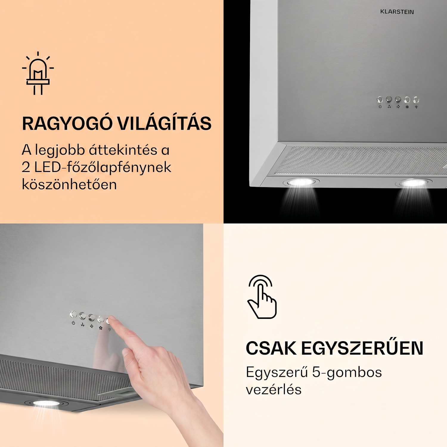 Monumenta, falra szerelhető páraelszívó, alumínium, 559 m³/ó, LED, B energiahatékonysági osztály Ezüst
