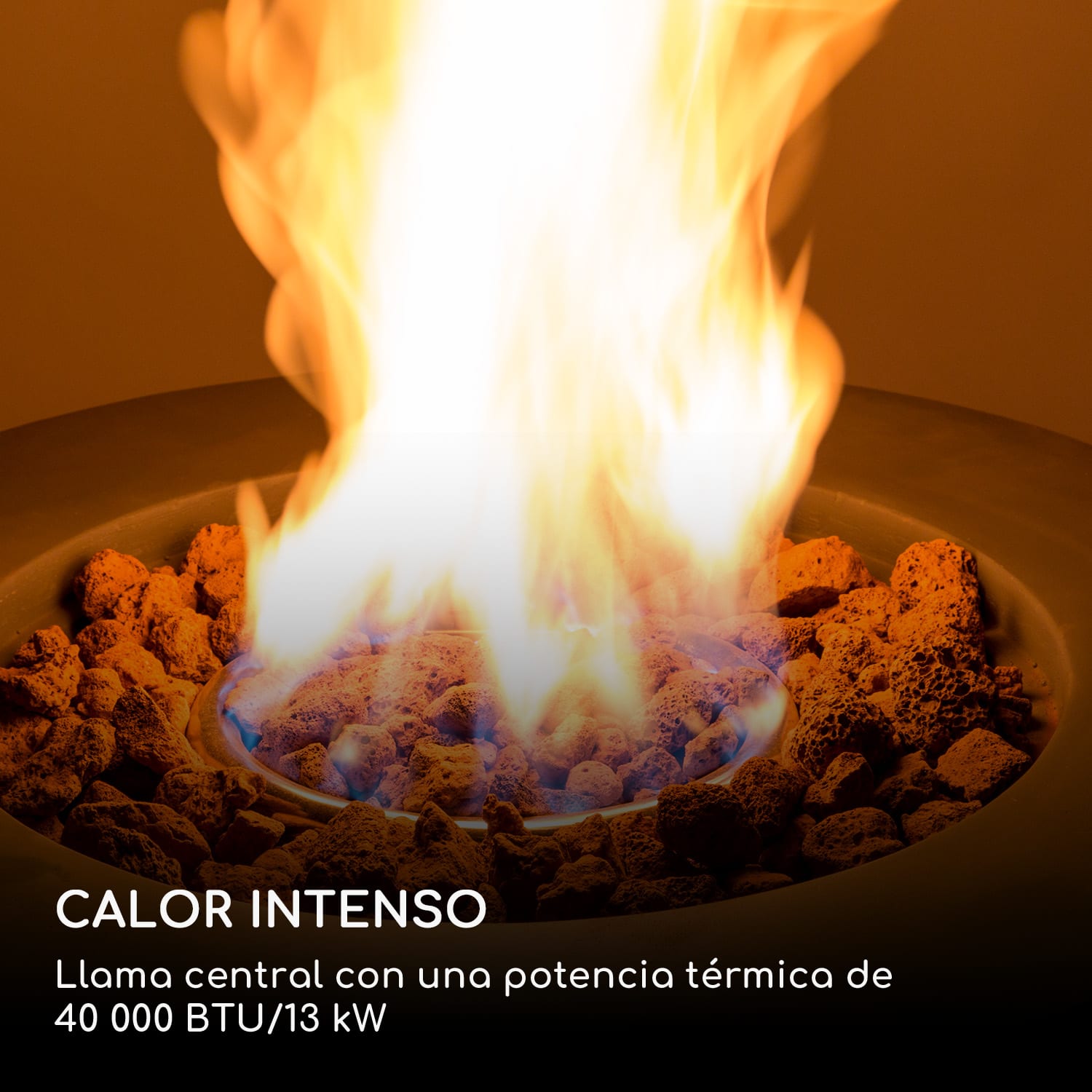 Chimenea de gas Vitina 40.000 BTU/13kW Cubierta Quemador de acero inoxidable  Piedra Gris Medio