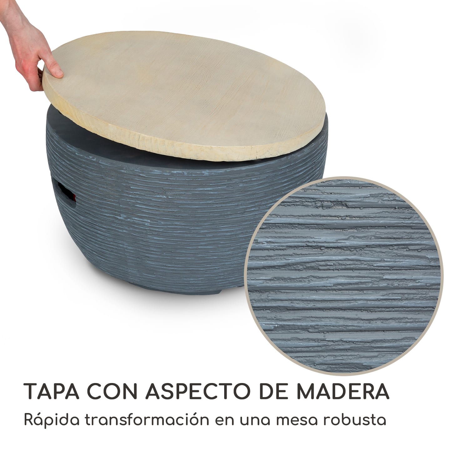 Chimenea de gas Vitina 40.000 BTU/13kW Cubierta Quemador de acero inoxidable  Piedra Gris Medio