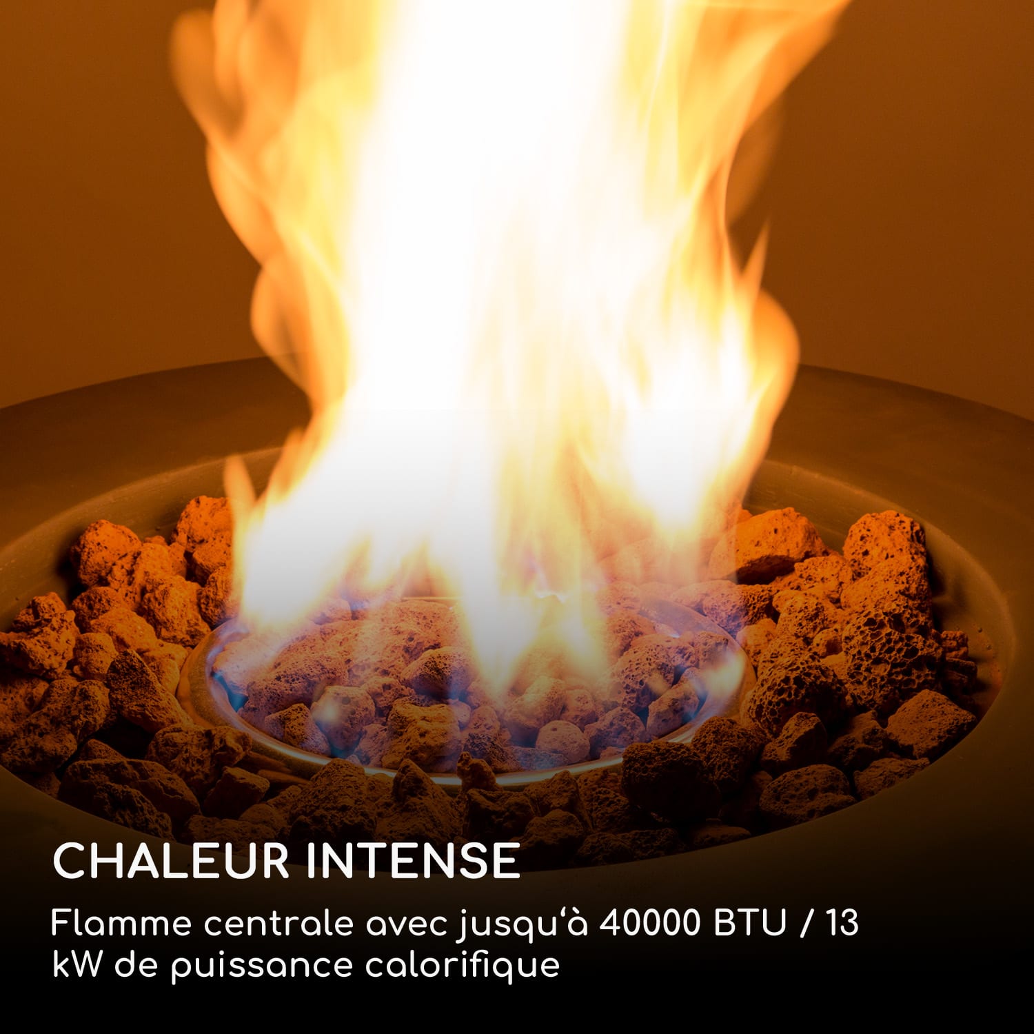 Vitina Foyer à gaz 40.000BTU/13kW Couverture Brûleur en acier inoxydable  Pierre Gris Moyen