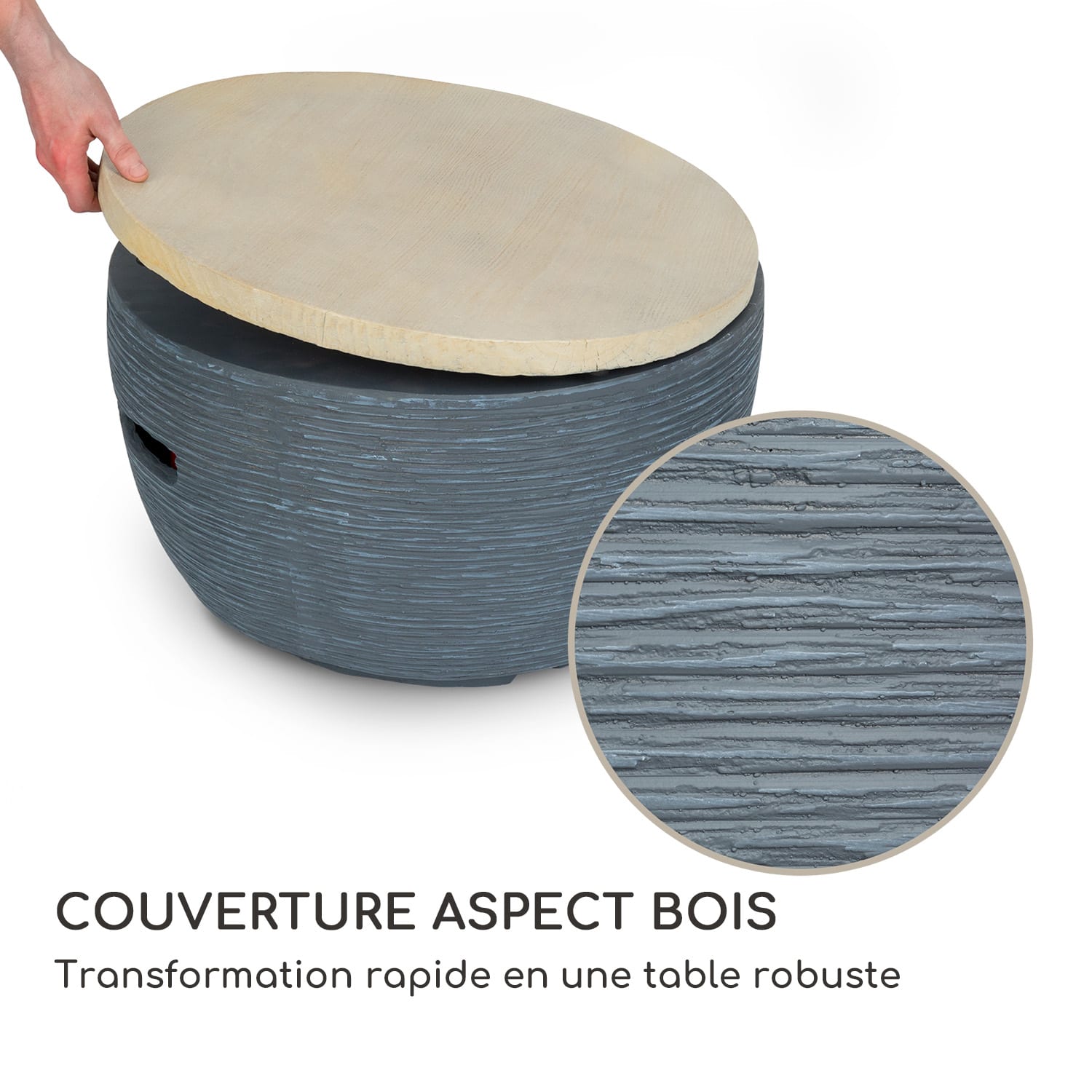 Vitina Foyer à gaz 40.000BTU/13kW Couverture Brûleur en acier inoxydable  Pierre Gris Moyen