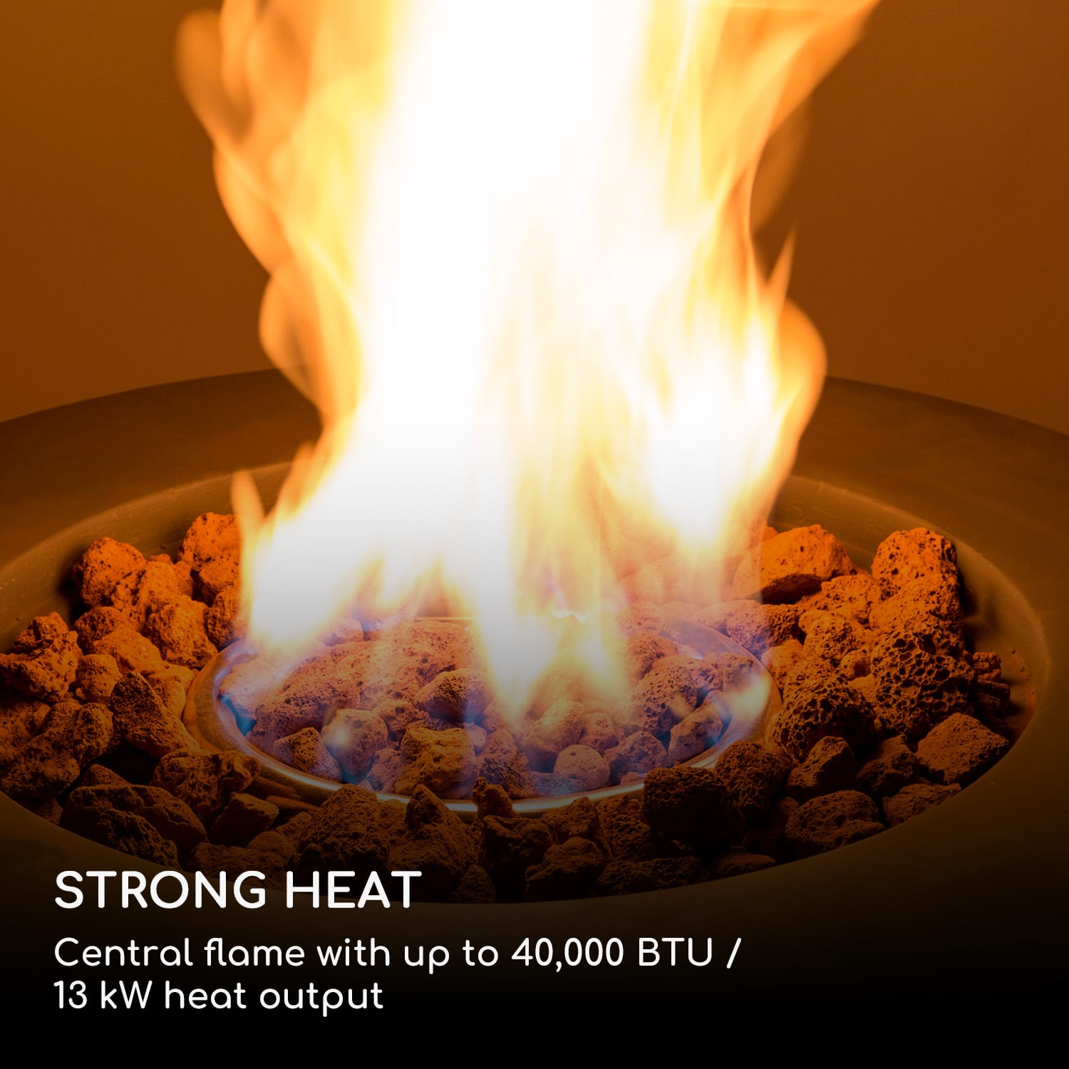 Vitina, plynové topeniště, 40.000 BTU / 13 kW, kryt, hořák z nerezové oceli Středně šedý kámen