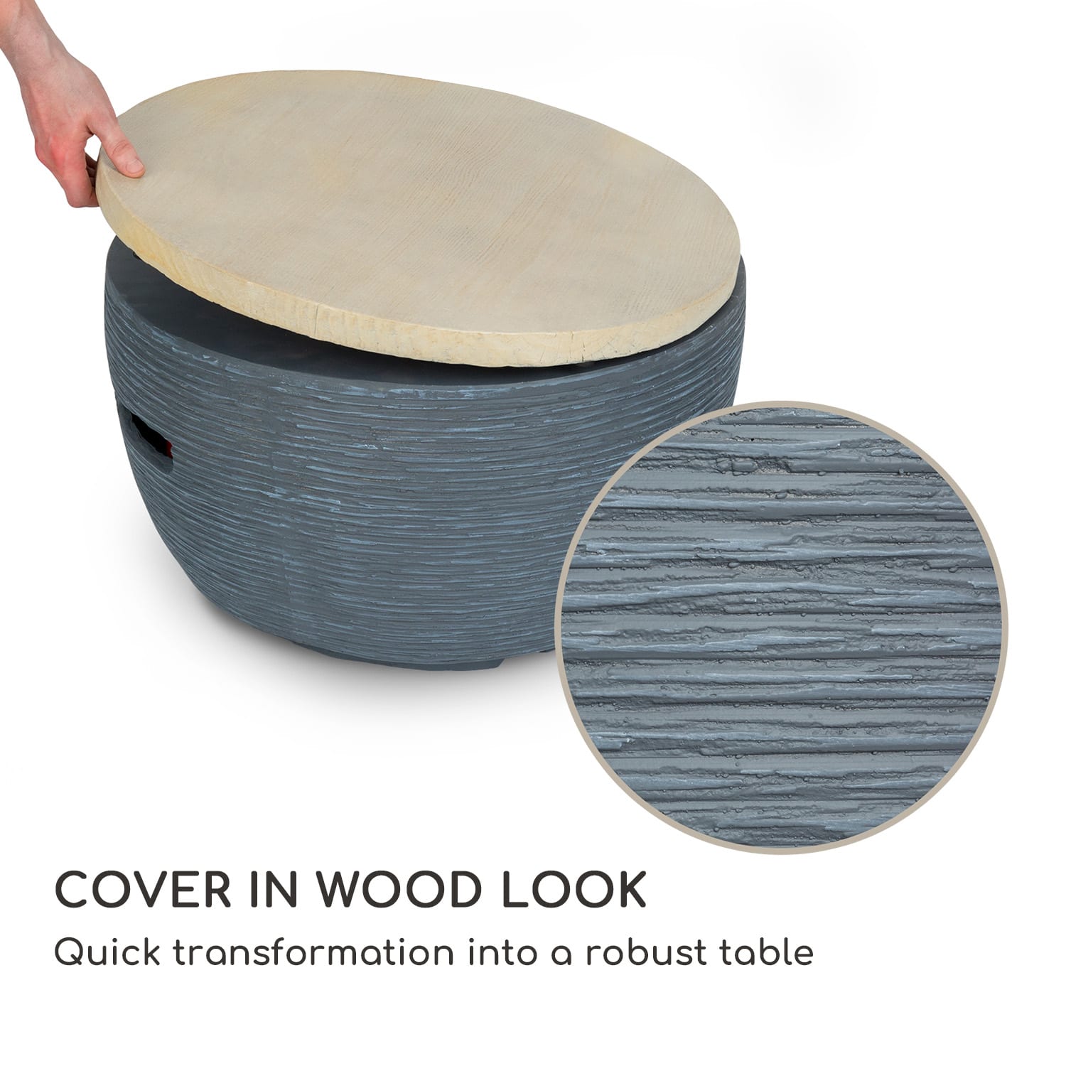 Vitina, plynové ohnisko, 40.000 BTU/13kW, kryt, horák z nehrdzavejúcej ocele Stredne šedý kameň