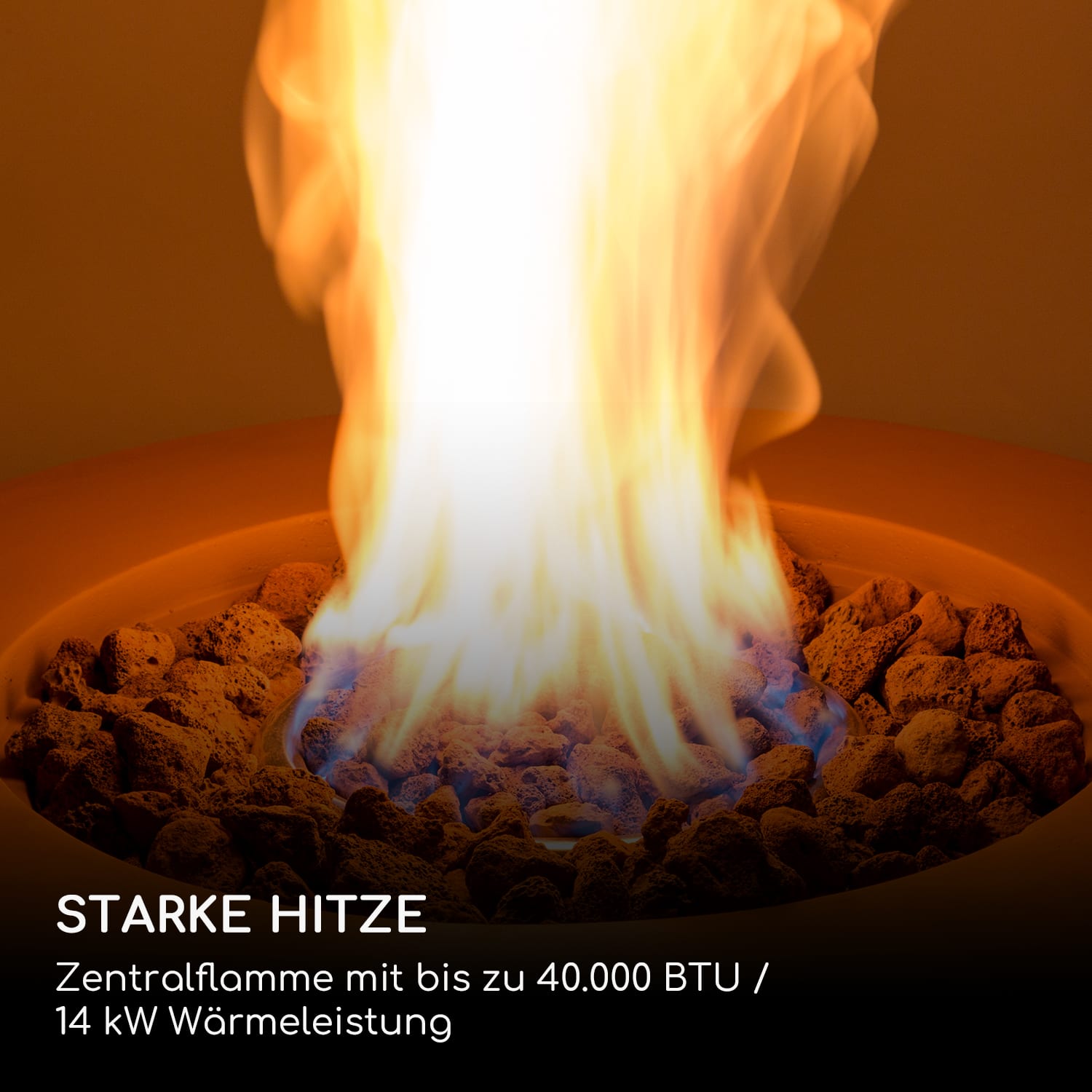 Vitina Gas-Feuerstelle 40.000BTU/14 kW Abdeckung Edelstahlbrenner Terrakotta Stein