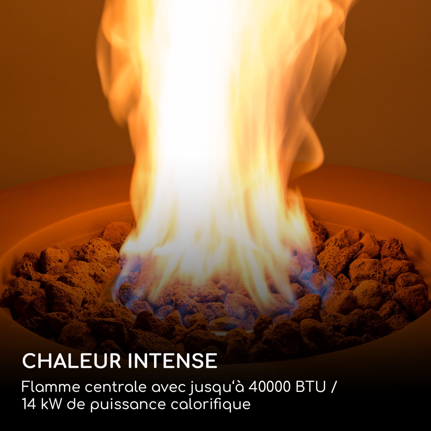 Vitina Foyer à gaz 40.000BTU/13kW Couverture Brûleur en acier inoxydable  Pierre de Terre Cuite