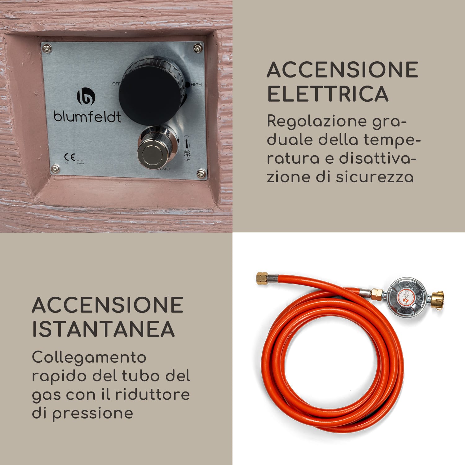 Braciere a gas Vitina 40.000BTU/13kW Copertura Braciere in acciaio inossidabile  Terracotta
