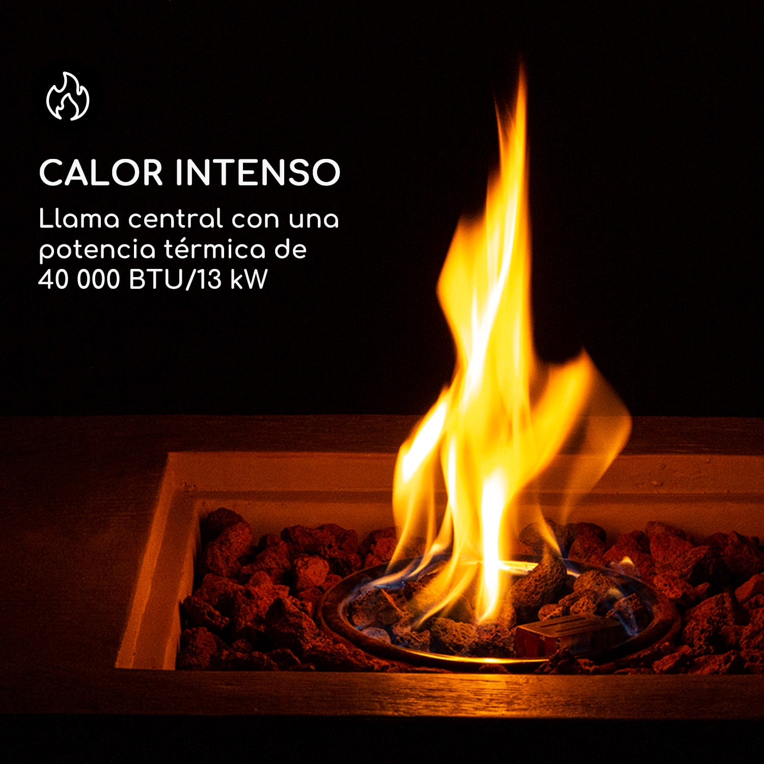 Chimenea de gas Corinth 40.000 BTU/13kW Cubierta Quemador de acero inoxidable  Negro