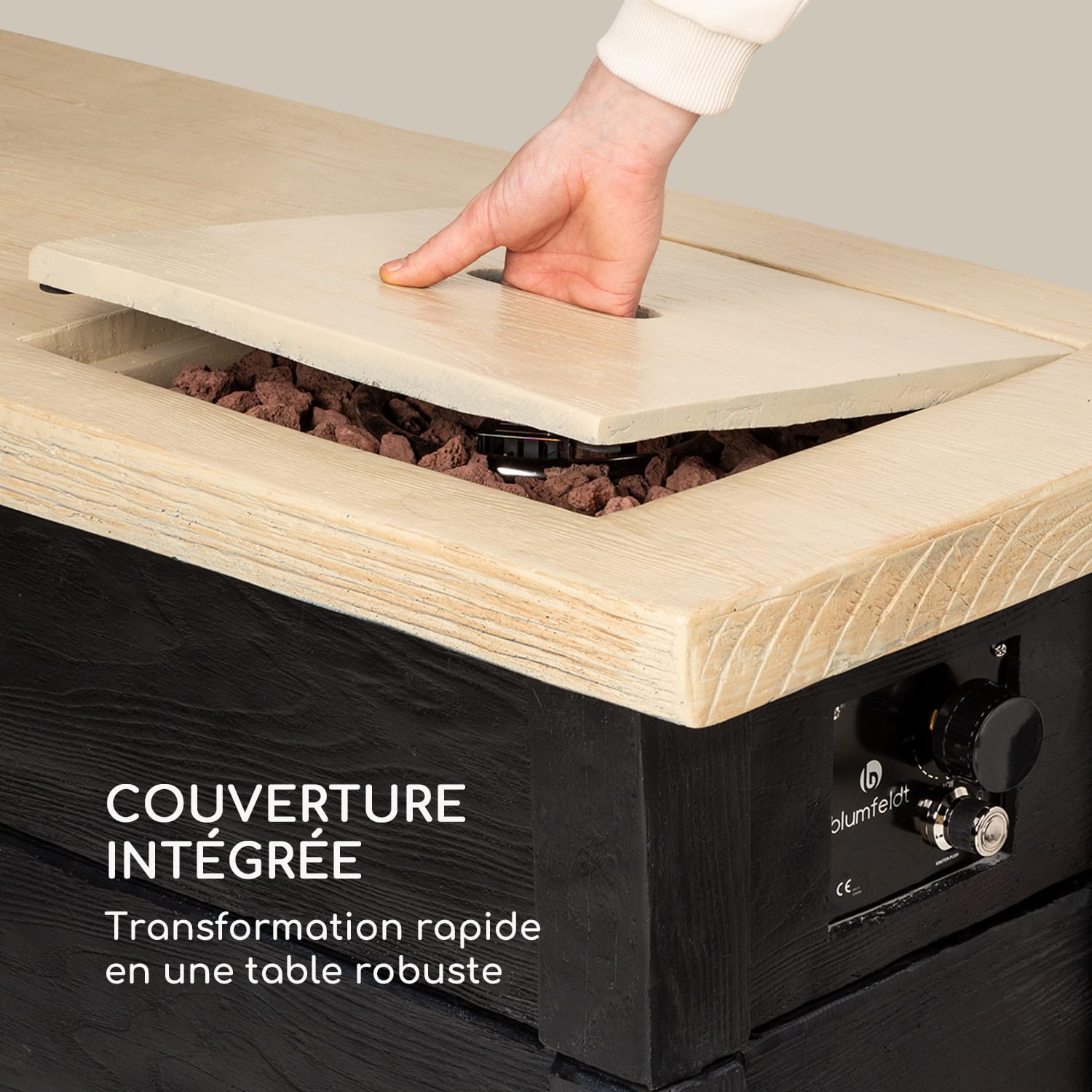 Foyer à gaz Corinth 40.000BTU/13kW Couverture Brûleur en acier inoxydable  Noir