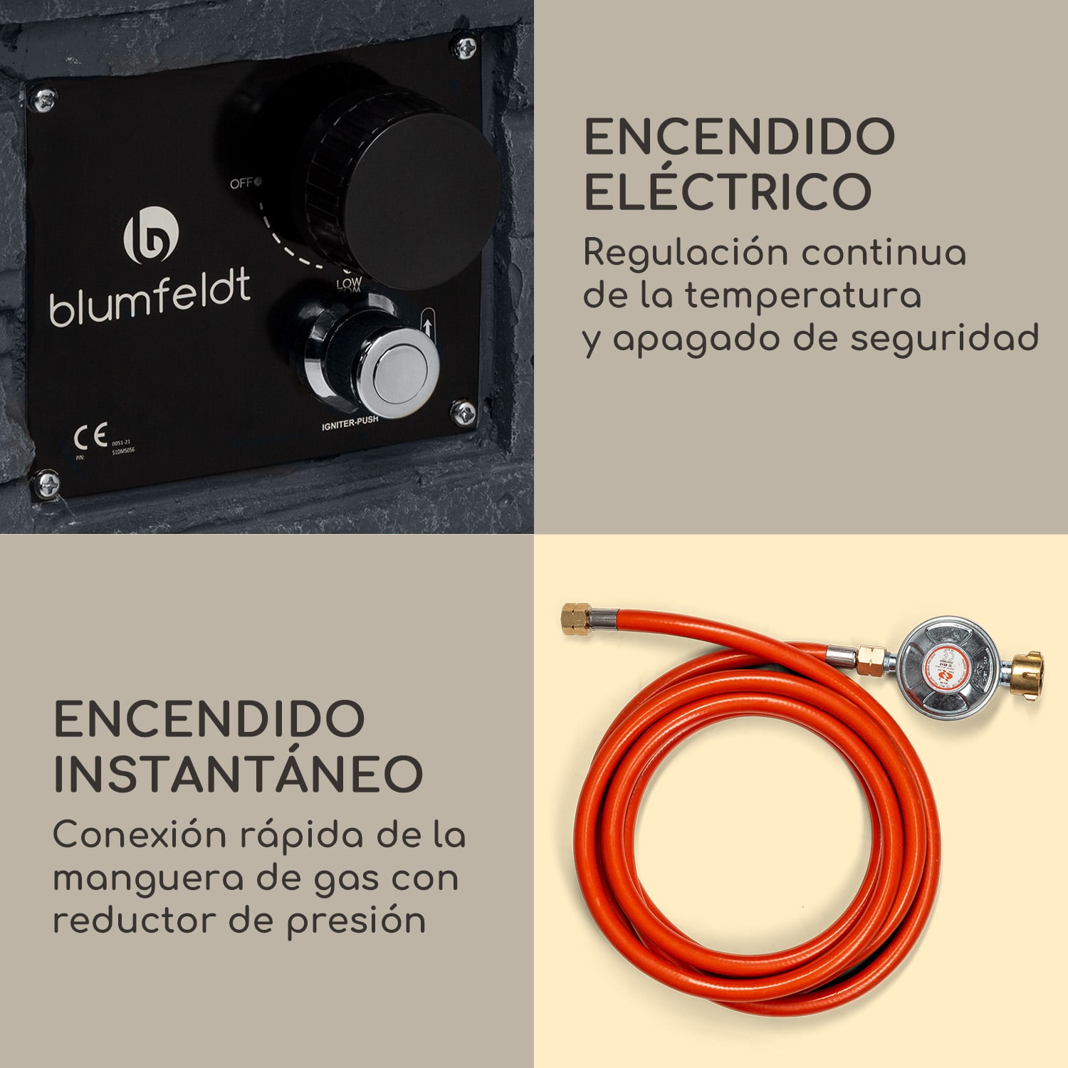 Anafi Brasero de gas 40.000 BTU/13kW Tapa Quemador de acero inoxidable  