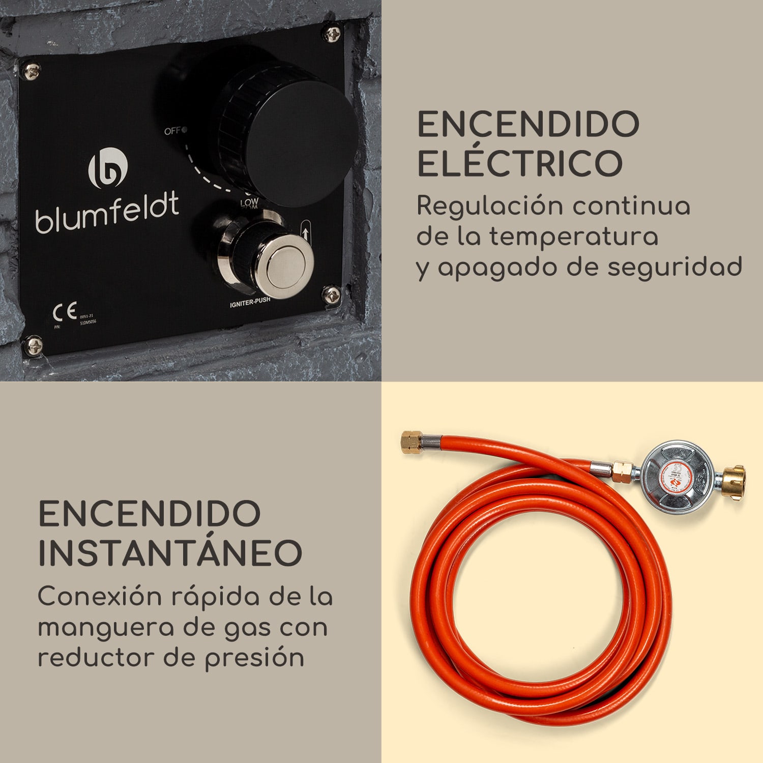 Anafi Brasero de gas 40.000 BTU/13kW Tapa Quemador de acero inoxidable  