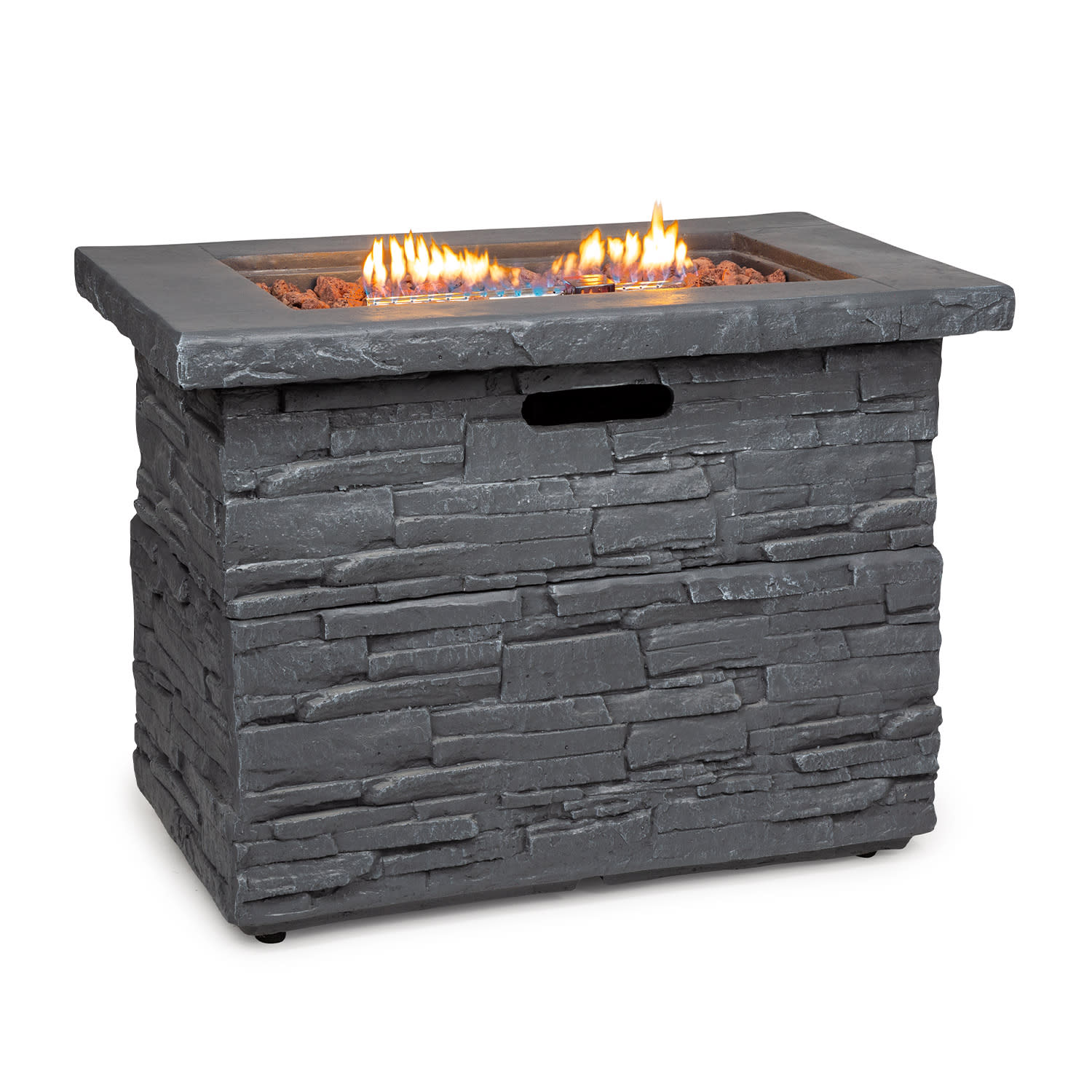 Anafi Gas-Feuerstelle 40.000BTU/13kW Abdeckung Edelstahlbrenner  Mittleres Steingrau