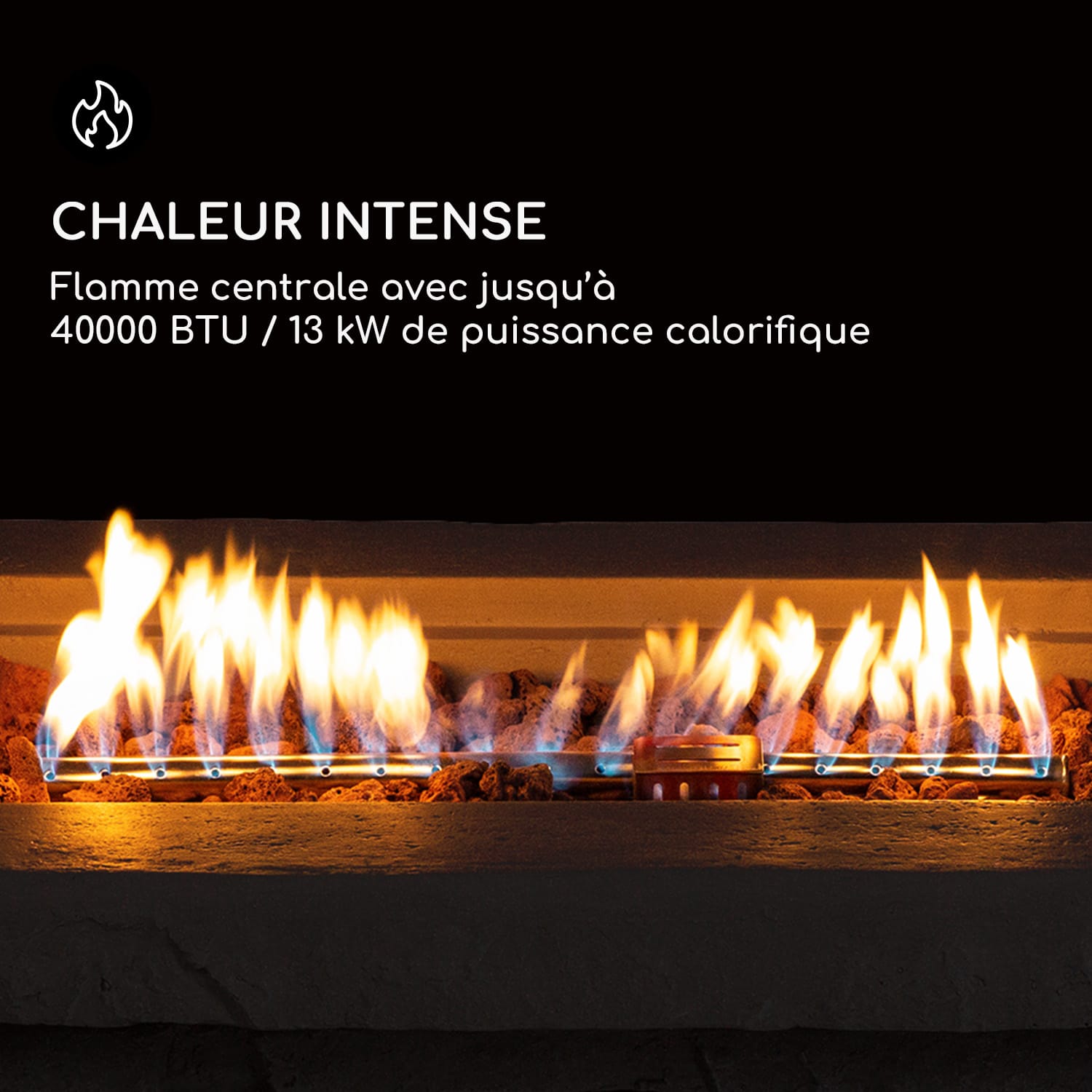 Anafi Foyer à gaz 40.000BTU/13kW Couverture Brûleur en acier inoxydable  Pierre Beige