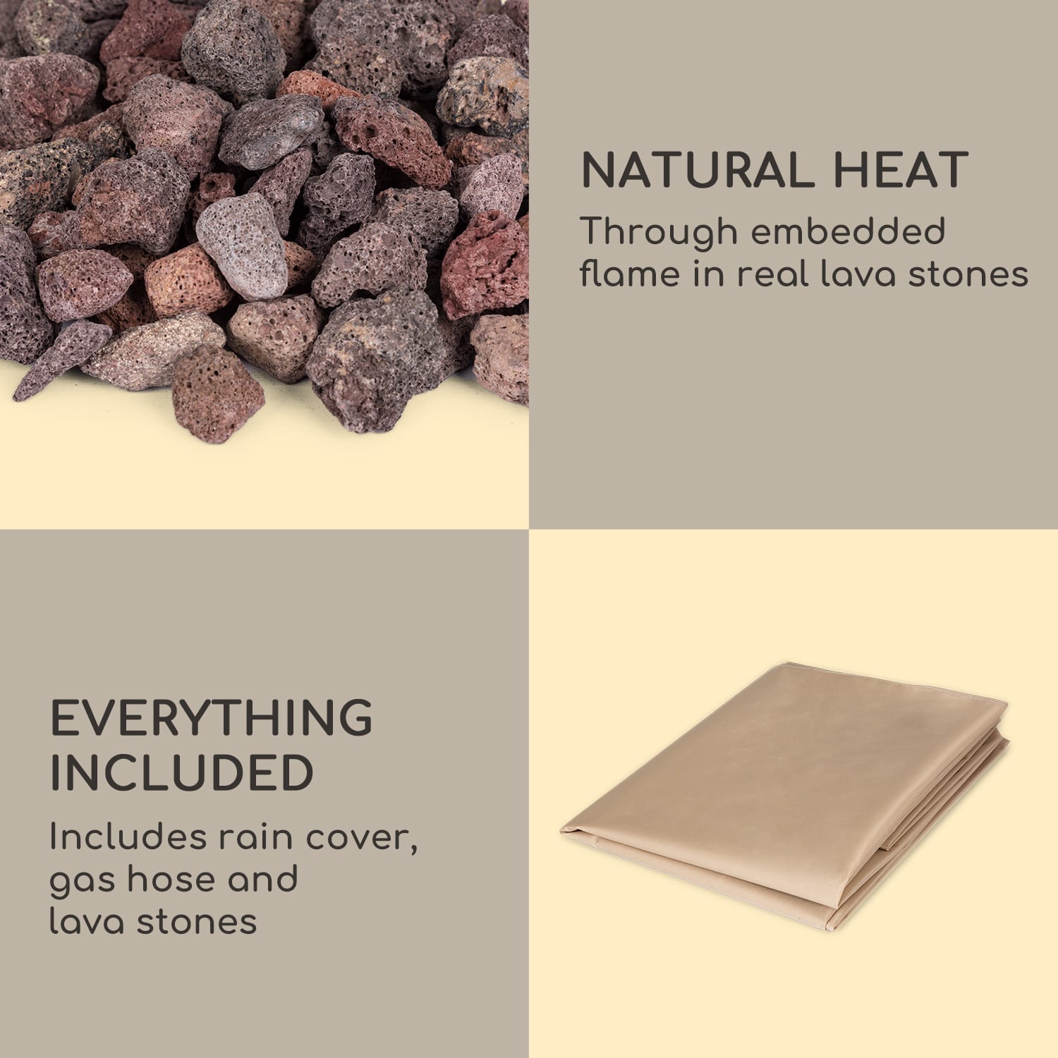 Anafi gashaard 40.000 BTU/13kW deksel roestvrijstalen brander  Beige Steen