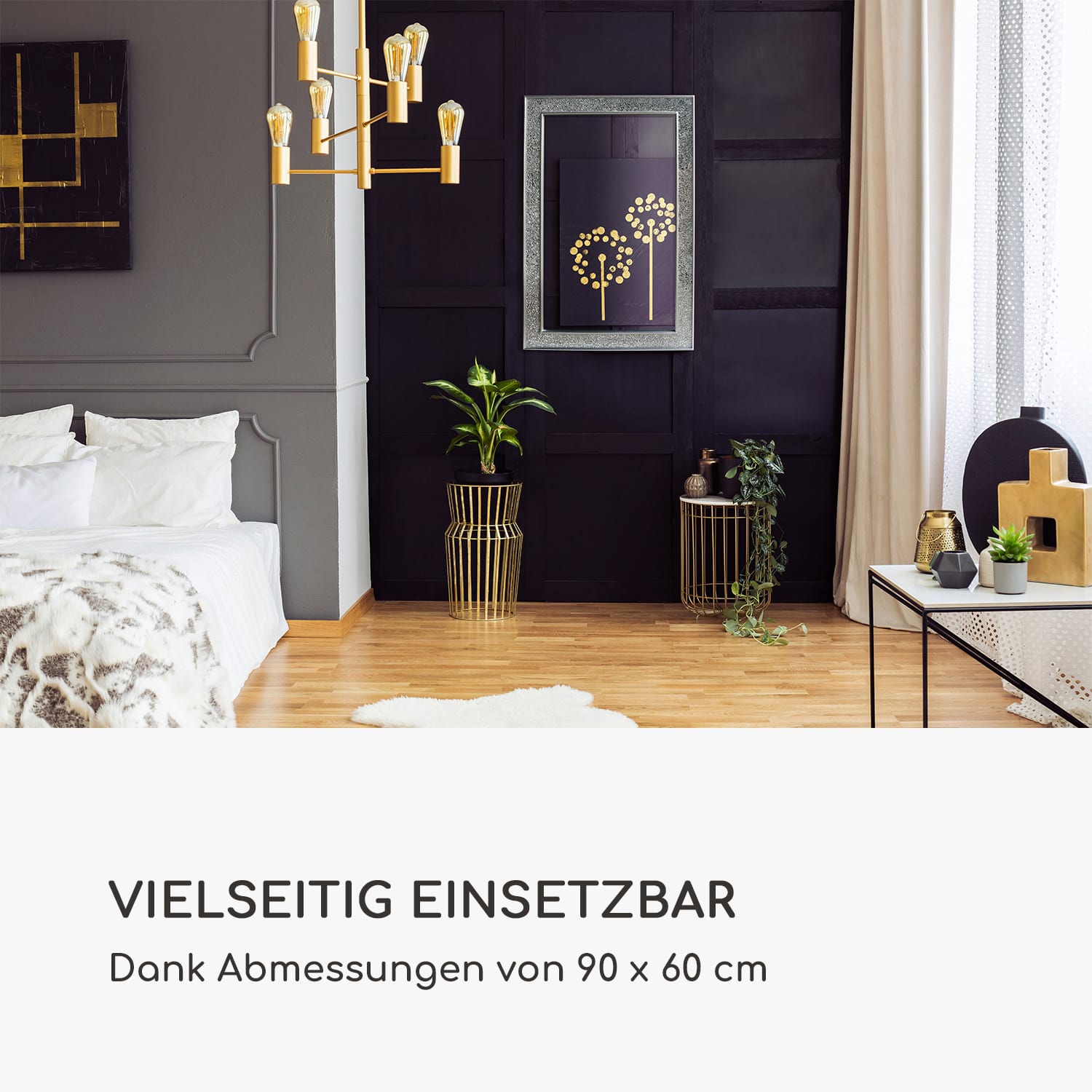 Watford Wandspiegel 90 x 60 cm Echtholz Glasfliesen mit Mosaikeffekt