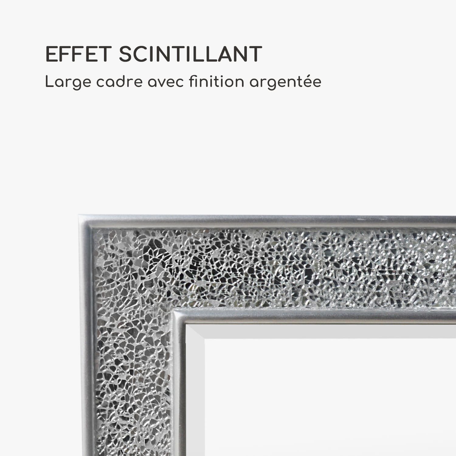 Miroir mural Watford 90 x 60 cm bois véritable carreaux de verre avec effet mosaïque 