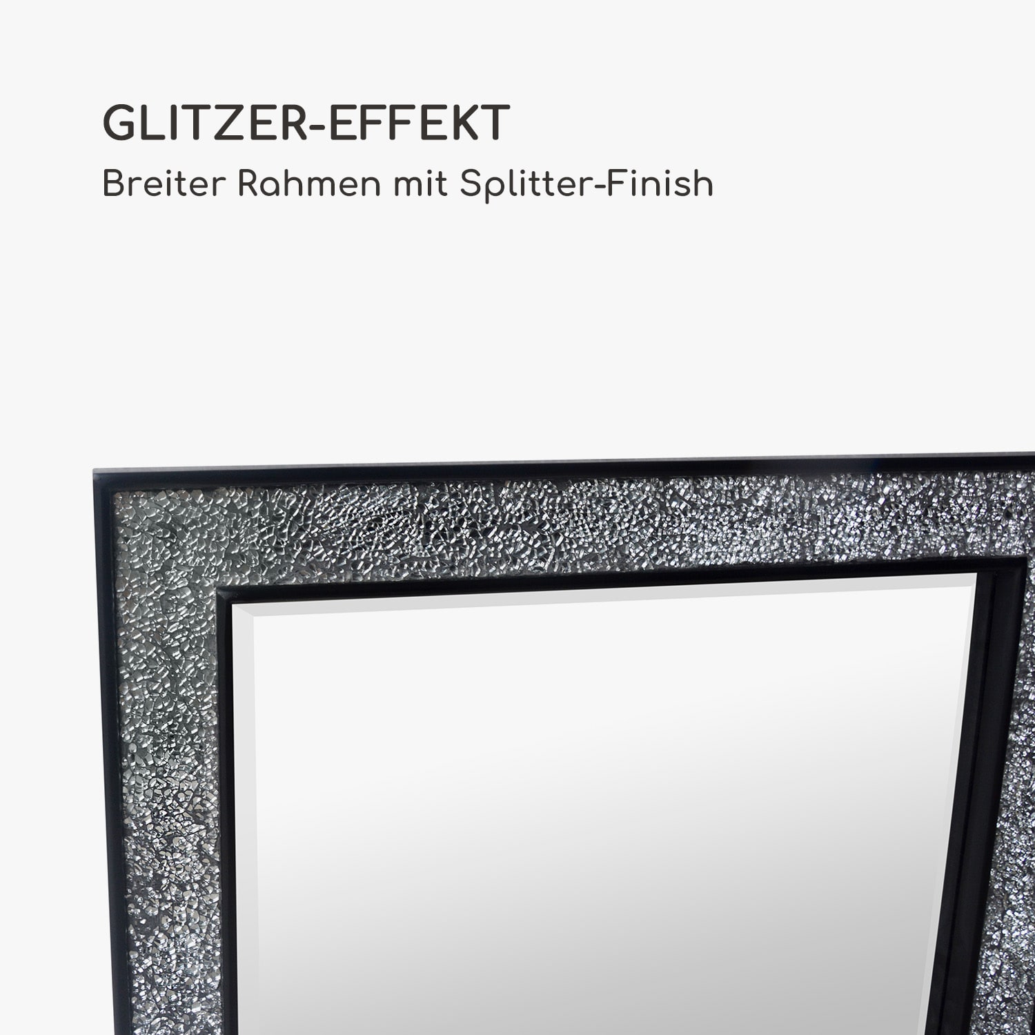 Watford Wandspiegel 90 x 60 cm Echtholz Glasfliesen mit Mosaikeffekt Schwarz