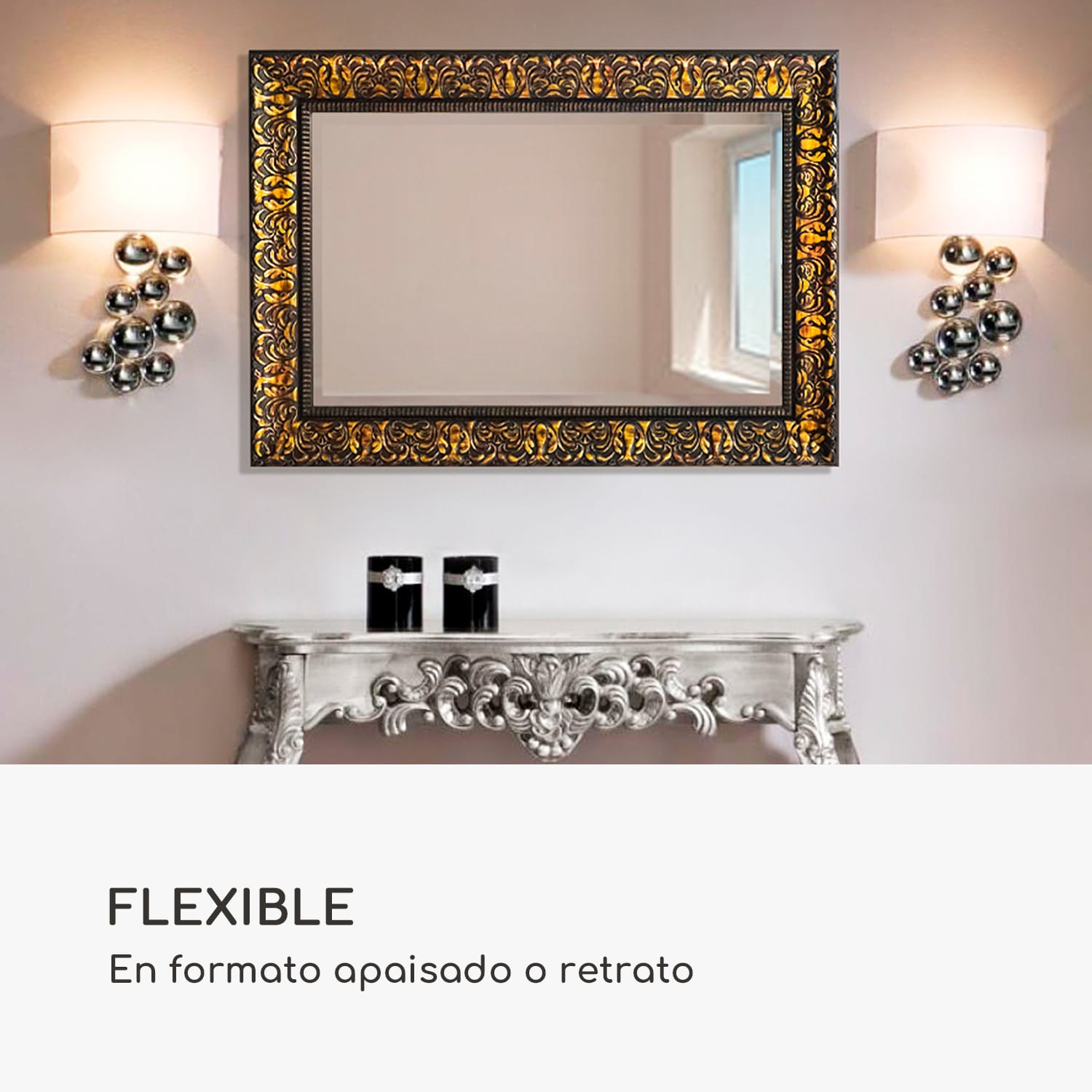 Espejo de pared Manresa Marco de madera Rectangular 90 x 60 cm Vintage