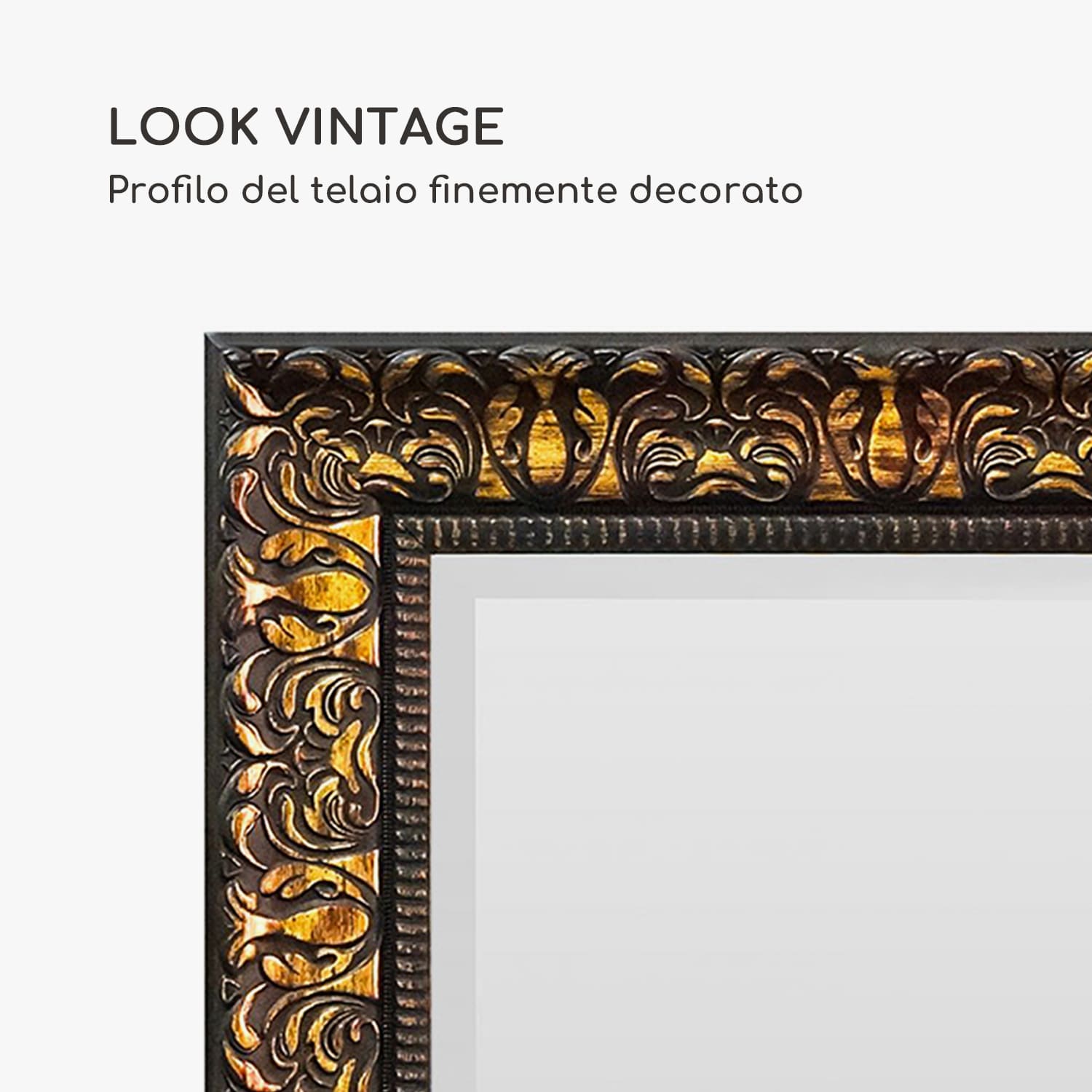 Manresa specchio da parete, cornice di legno, rettangolare, 90 x 60 cm, vintage  
