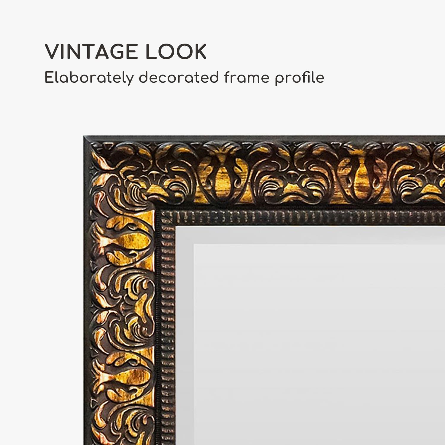 Manresa Nástenné zrkadlo s dreveným rámom Obdĺžnikové 90 x 60 cm Vintage