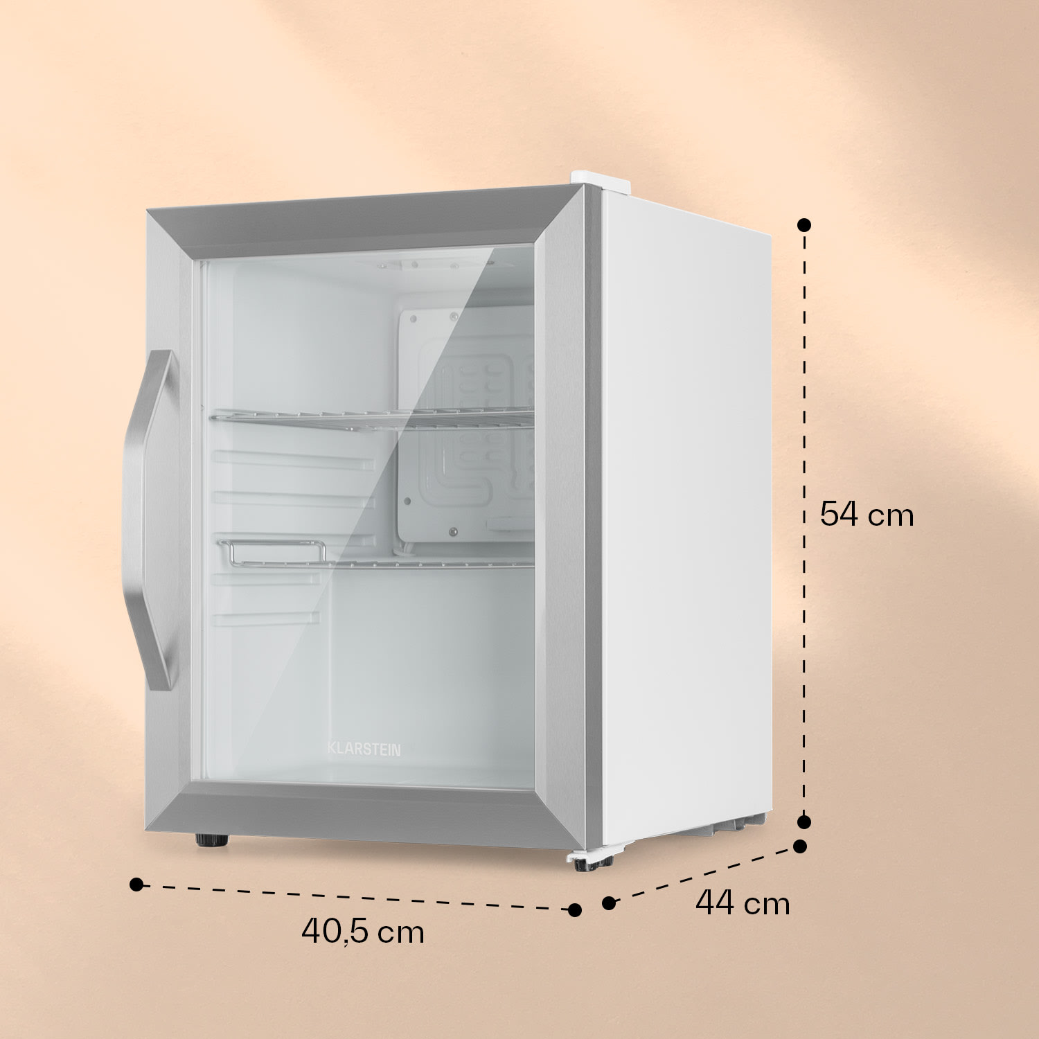 Beersafe M Crystal White Nevera 33 L 2 estantes Puerta panorámica de cristal Acero inoxidable 33 L | Blanco | Plata