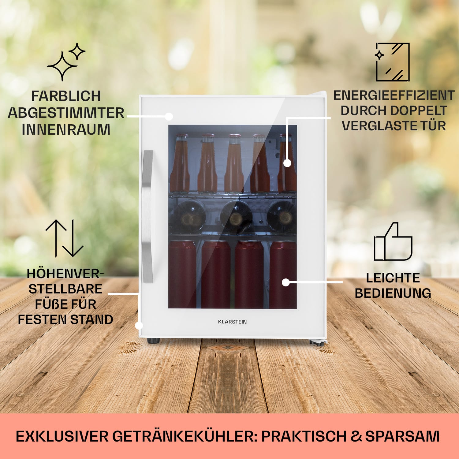 Beersafe M Quartz Kühlschrank 33 Liter 2 Böden Panoramaglastür 33 L | Quartz