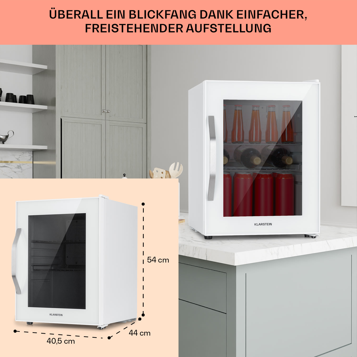 Beersafe M Quartz Kühlschrank 33 Liter 2 Böden Panoramaglastür 33 L | Quartz