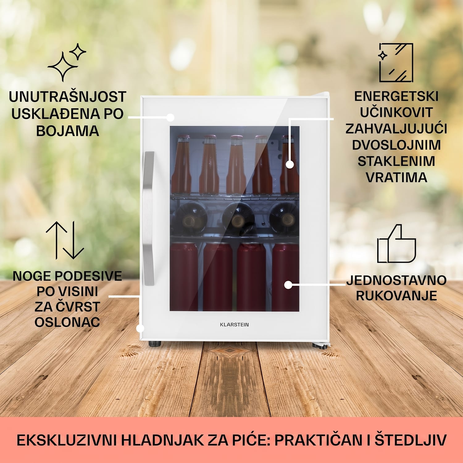 Beersafe M Quartz, hladnjak, 33 litre, 2 police, staklena panoramska vrata 33 L | Quartz