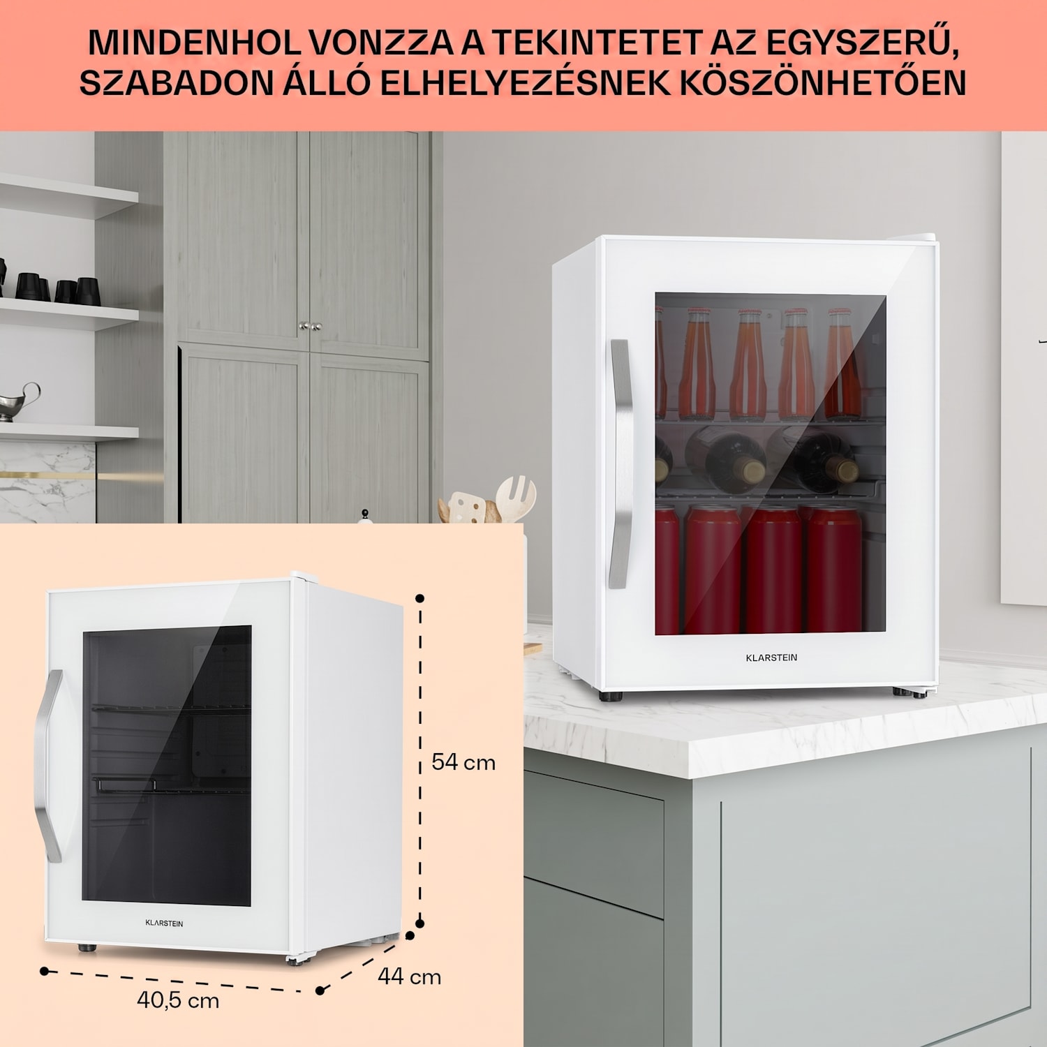 Beersafe M Quartz, hűtőszekrény, 33 liter, 2 polc, panoráma üvegajtó 33 L | Quartz