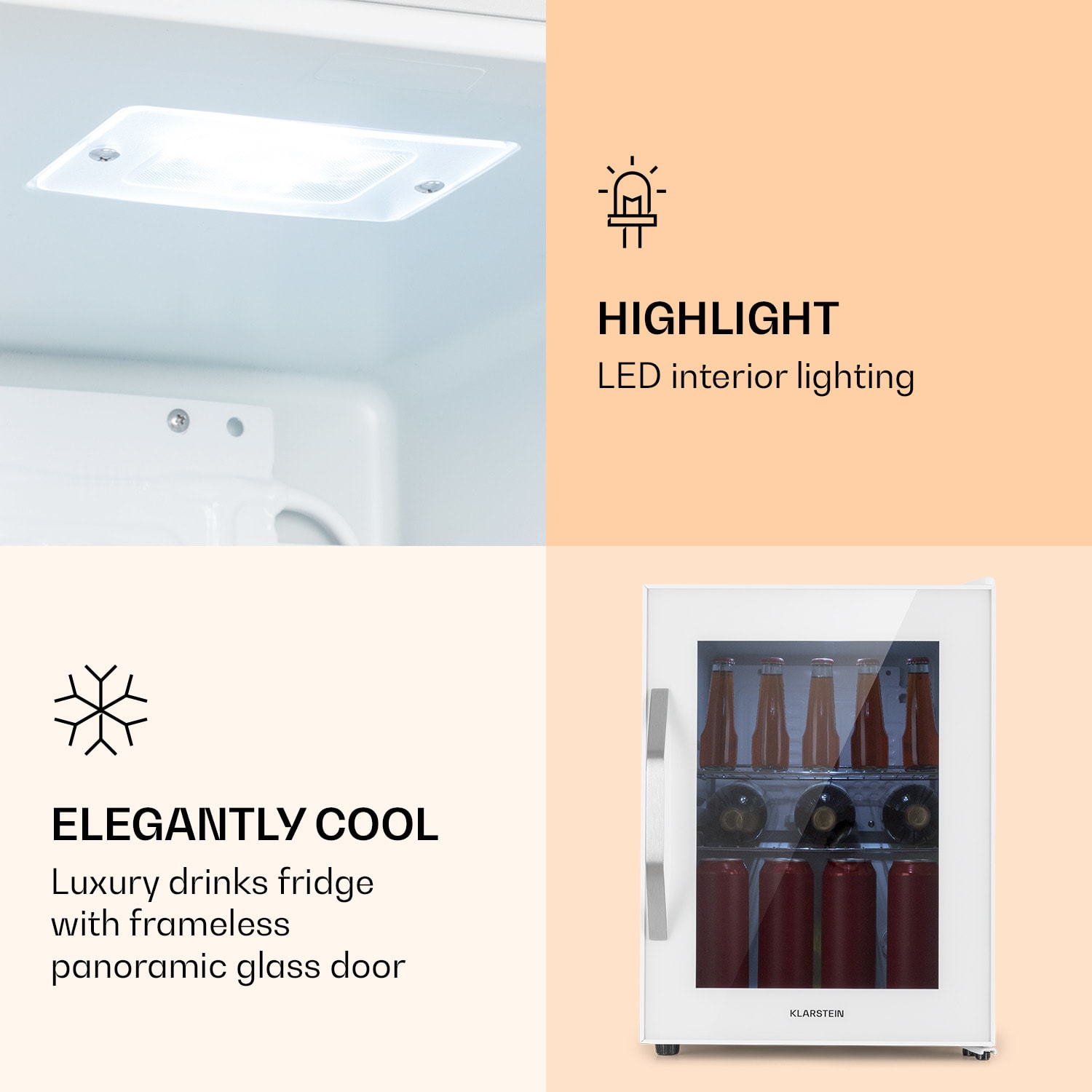 Beersafe M Quartz koelkast 33 liter 2 schappen glazen panoramadeur 33 ltr | Quartz