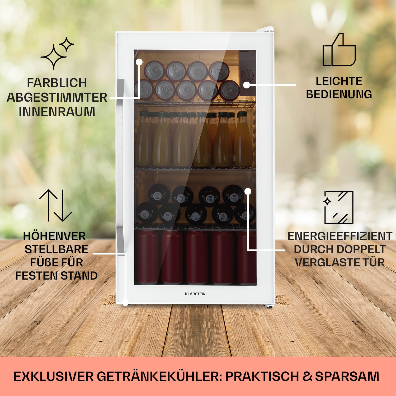 Beersafe XXL Quartz Kühlschrank 80 Liter 3 Böden Panoramaglastür 80 L | Quartz