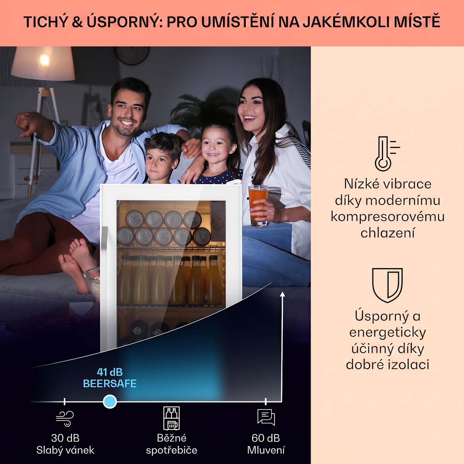 Beersafe XXL Quatrz, lednice, 80 l, 3 police, panoramatické skleněné dveře, nerezová ocel 80 L | Quartz