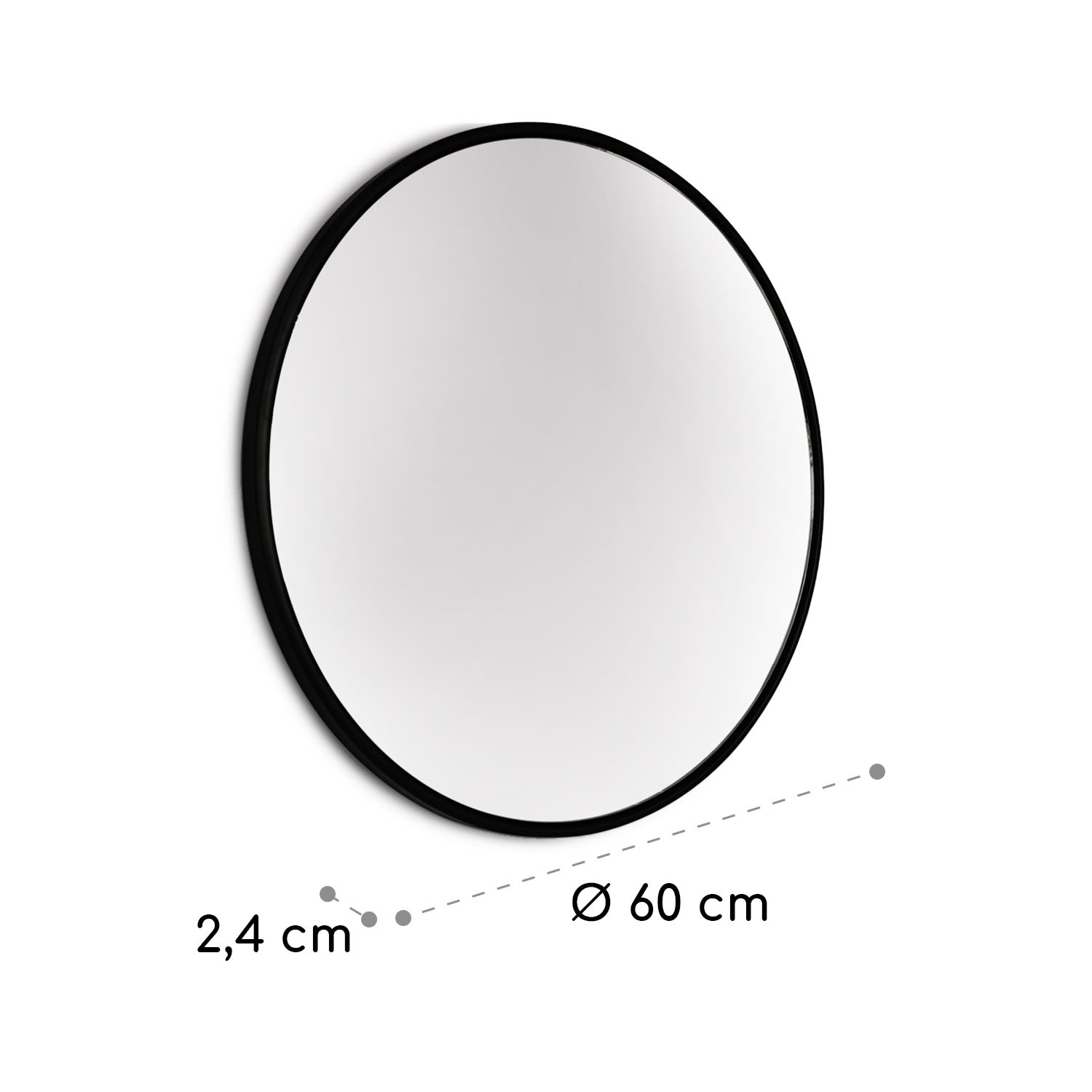 Fournier, lustro ścienne, metalowa rama, okrągłe, Ø 58,8 cm Czarny