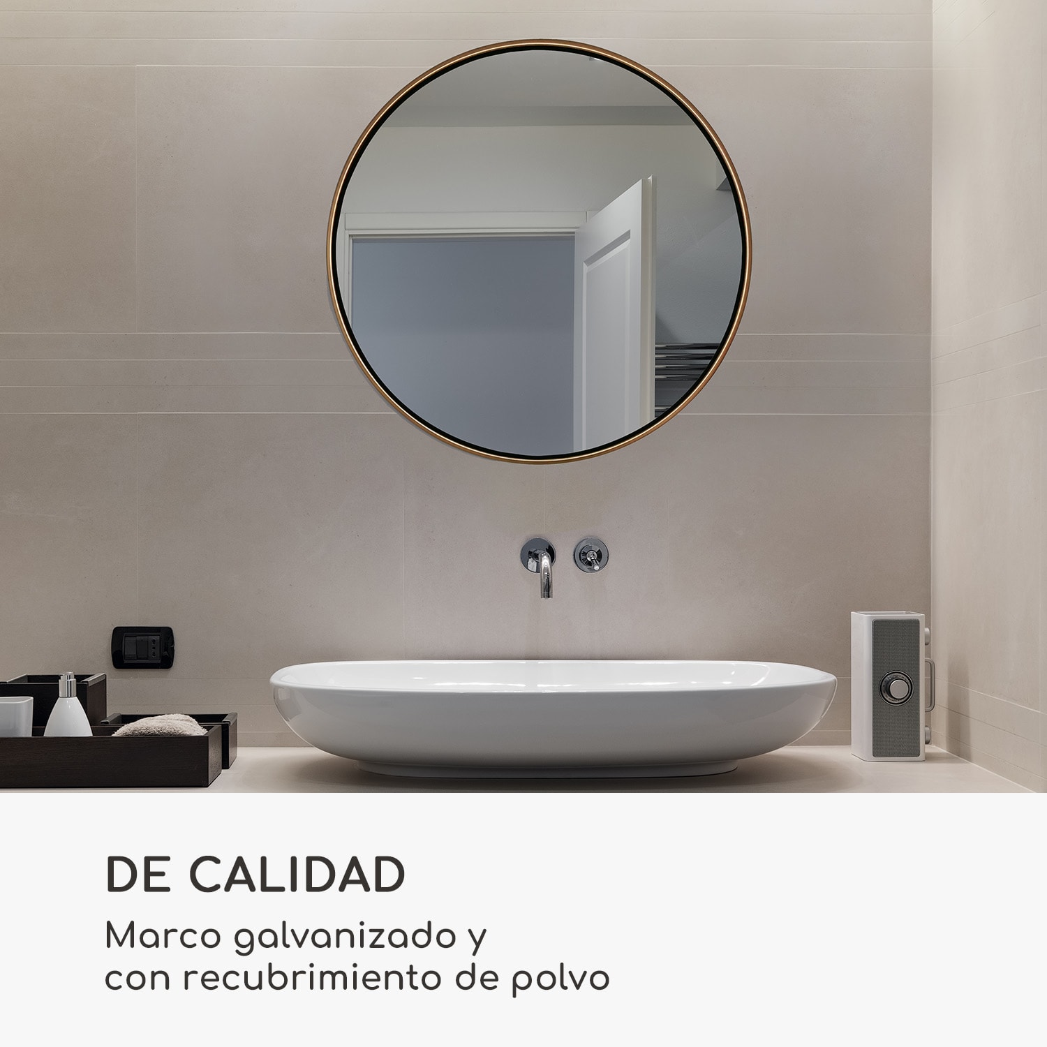 Espejo de pared Fournier Marco metálico Redondo 58,8 x 58,8 cm  