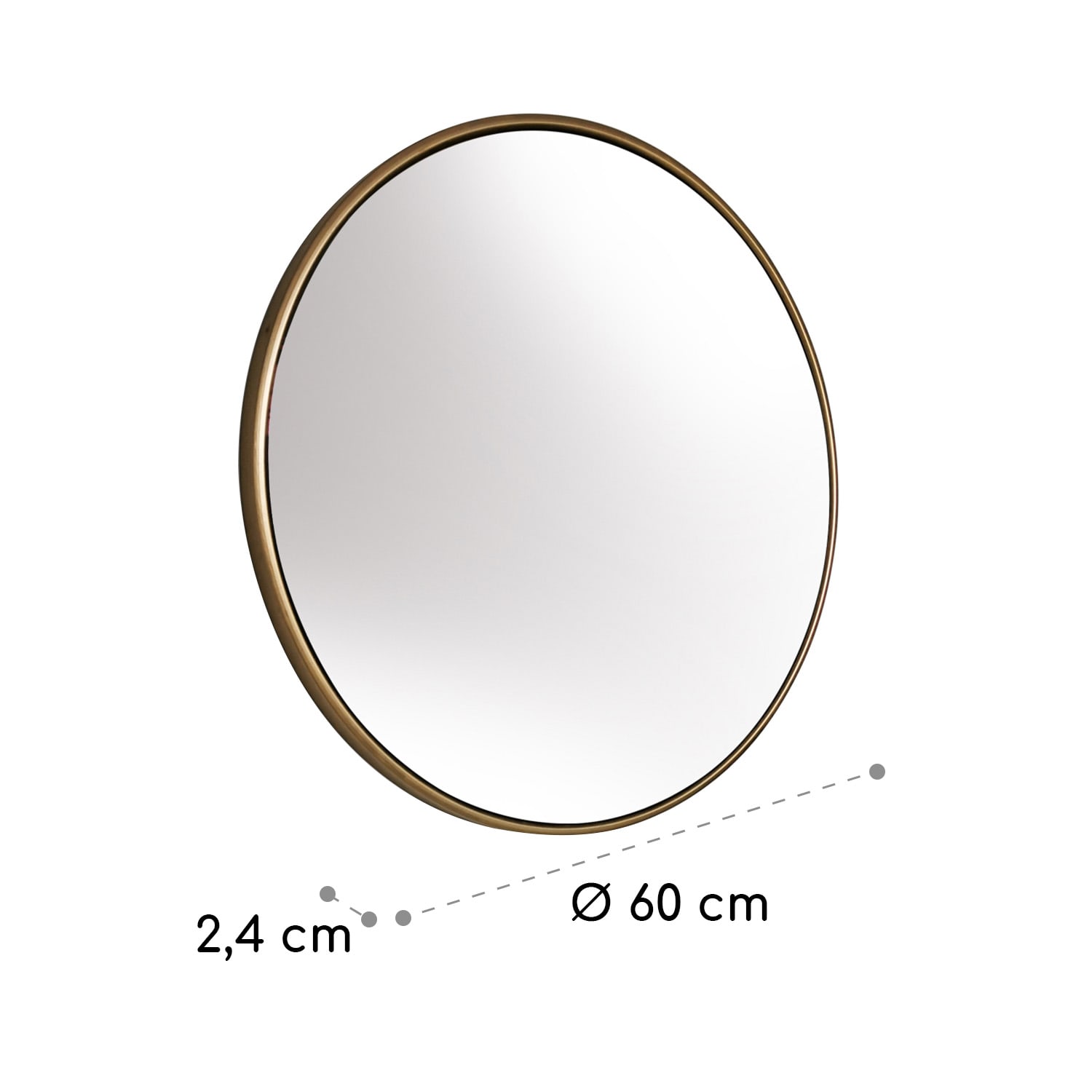 Miroir mural Fournier cadre métallique rond 58,8 x 58,8 cm  Doré