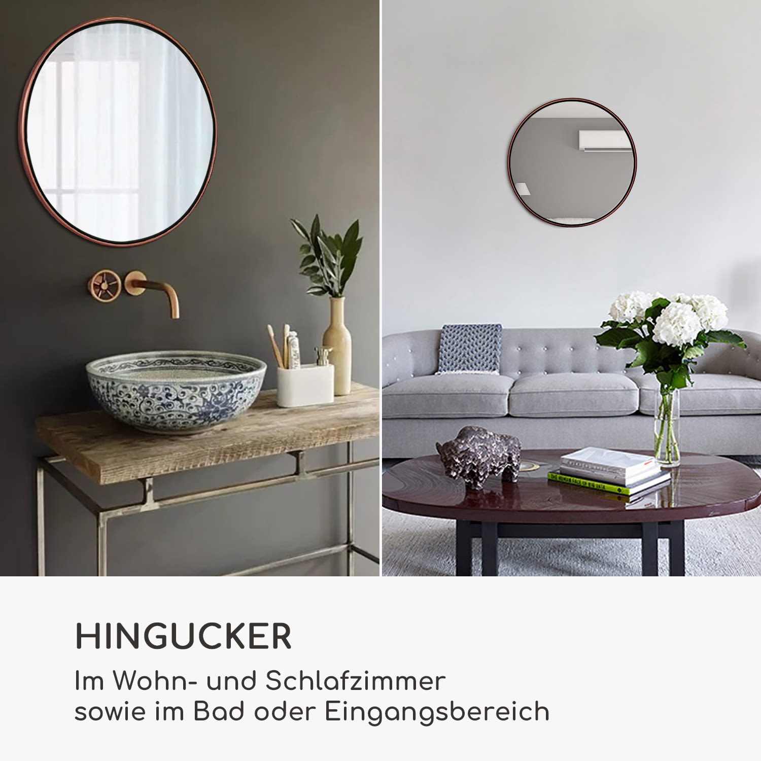 Fournier Wandspiegel Metallrahmen rund 58,8 x 58,8 cm
