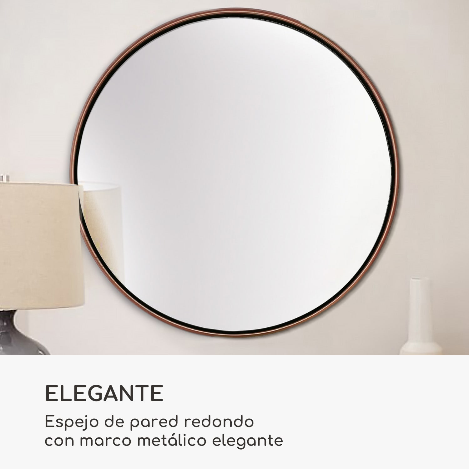 Espejo de pared Fournier Marco metálico Redondo 58,8 x 58,8 cm